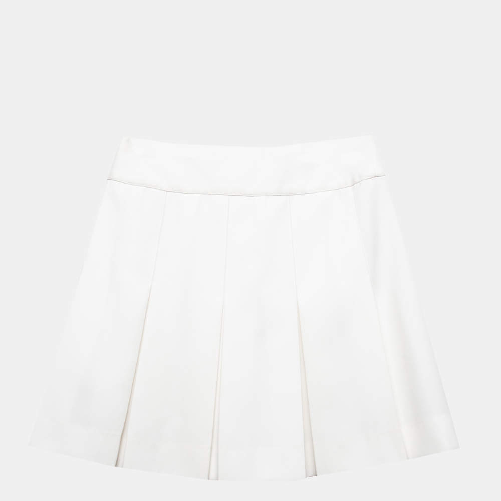 Chanel Pleated White Mini Skirt M (FR 38) Chanel