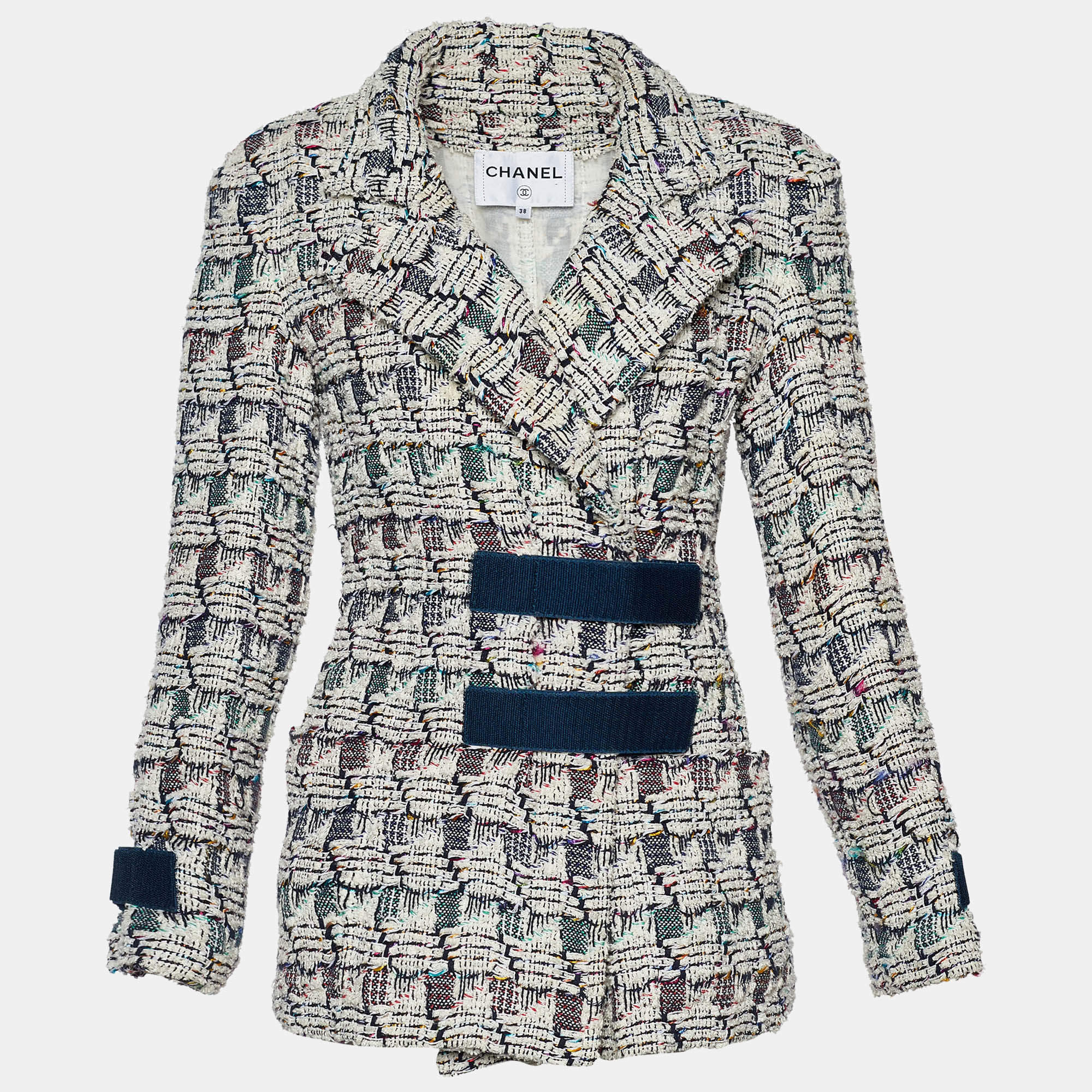 Chanel Multicolor Tweed Velcro Front Jacket M