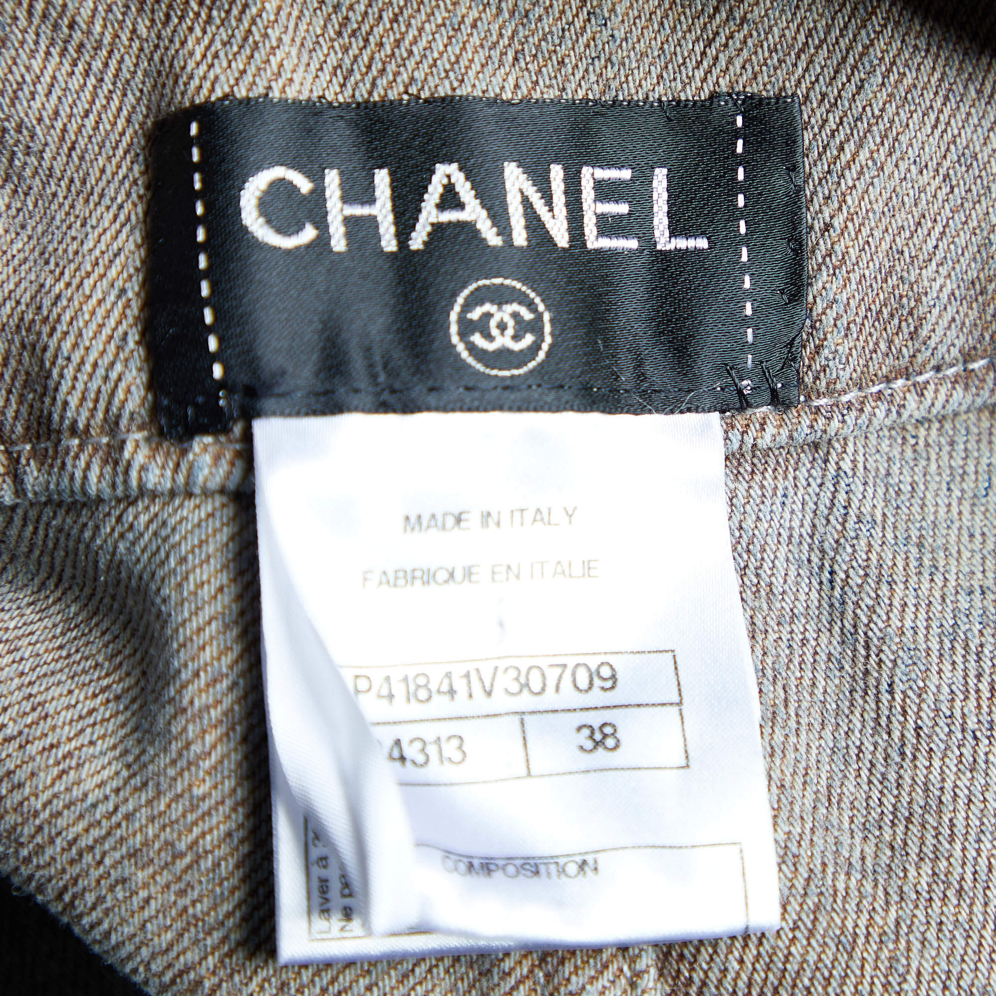 Chanel Two Tone Denim Straight Leg Jeans M Waist 31 Chanel