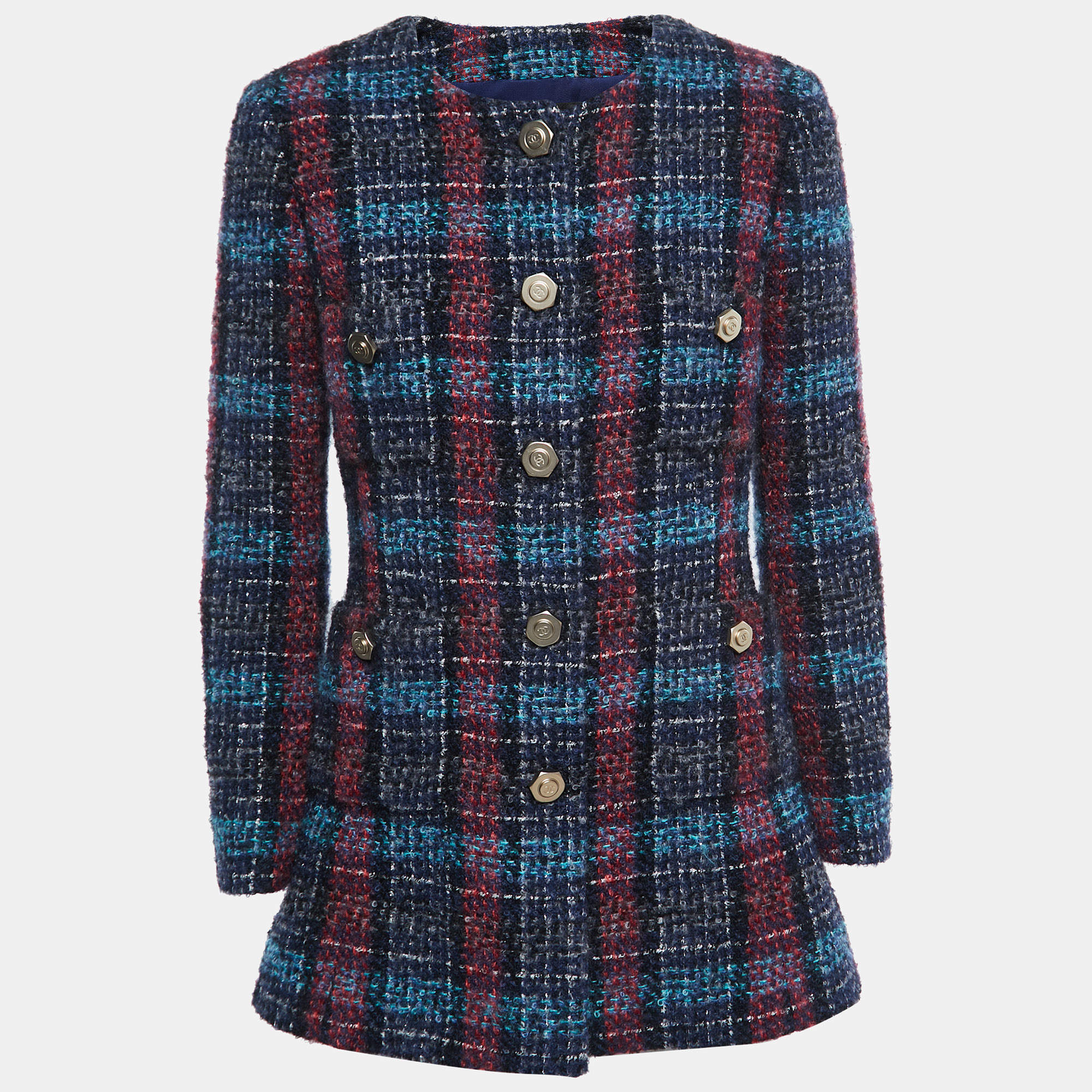 Pre Owned Chanel Multicolor Boucle Tweed Jacket M