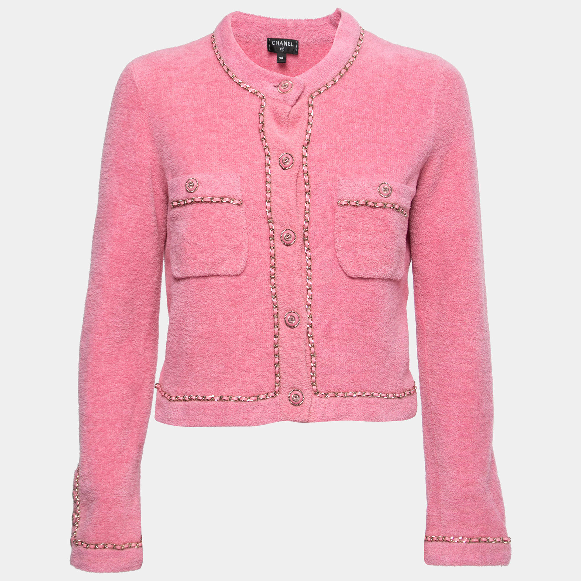 Chanel Pink Terry Chain Link Accent Jacket M Chanel | The Luxury Closet