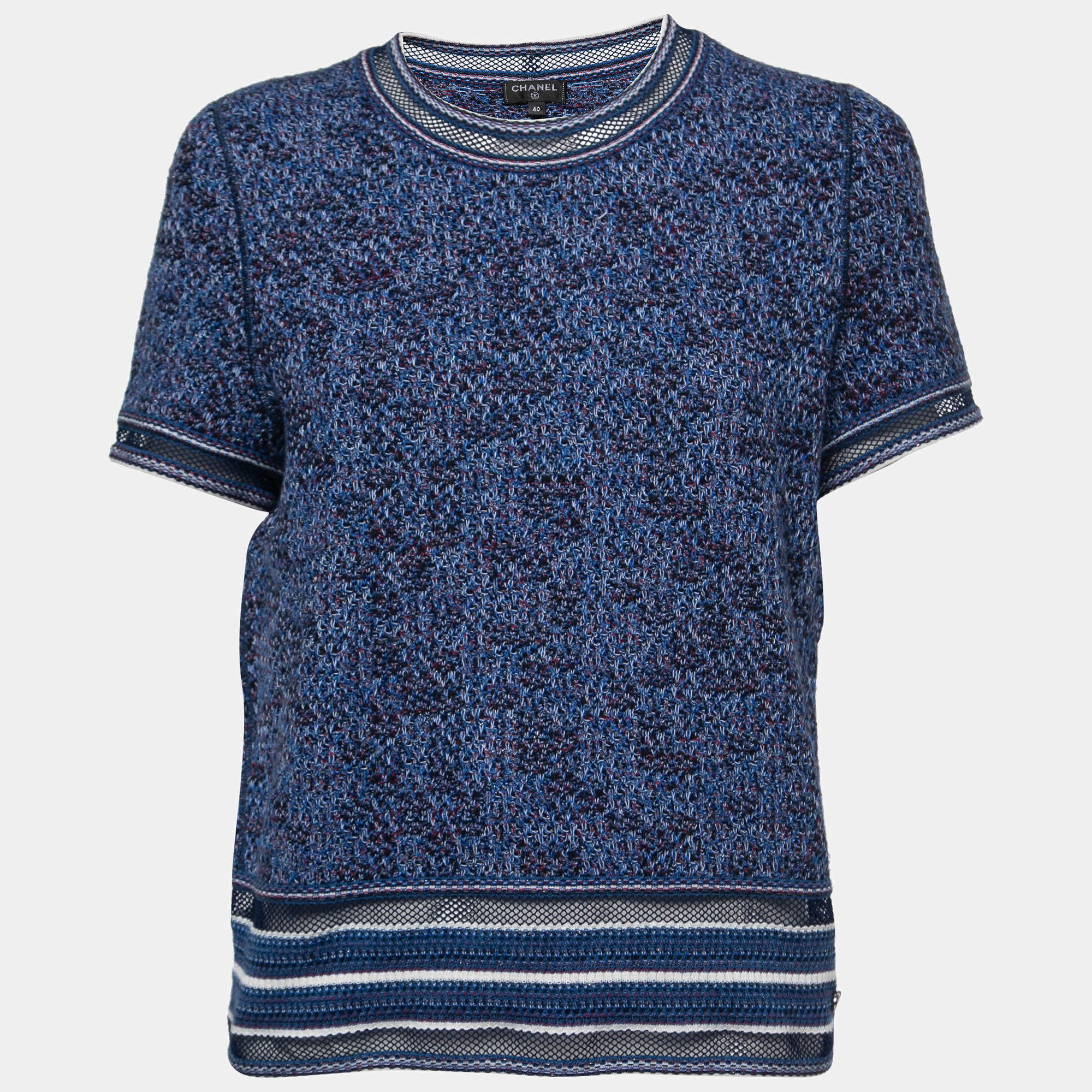 Chanel Blue Knit Top M