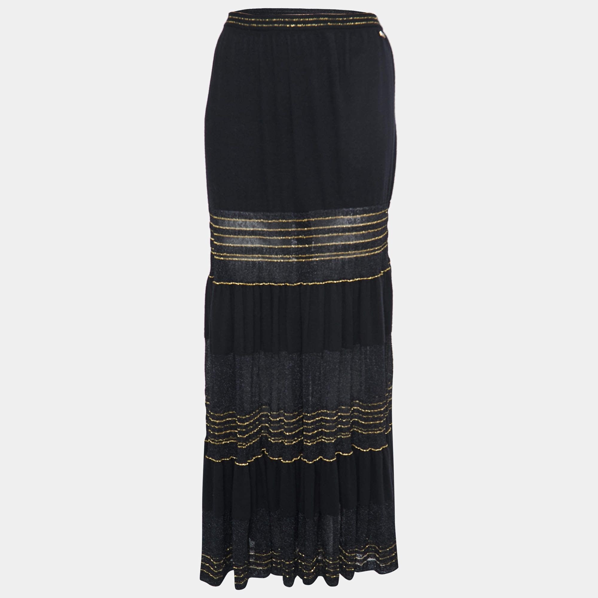 مملوكة مسبقًا Chanel Black Lurex Knit Maxi Skirt M