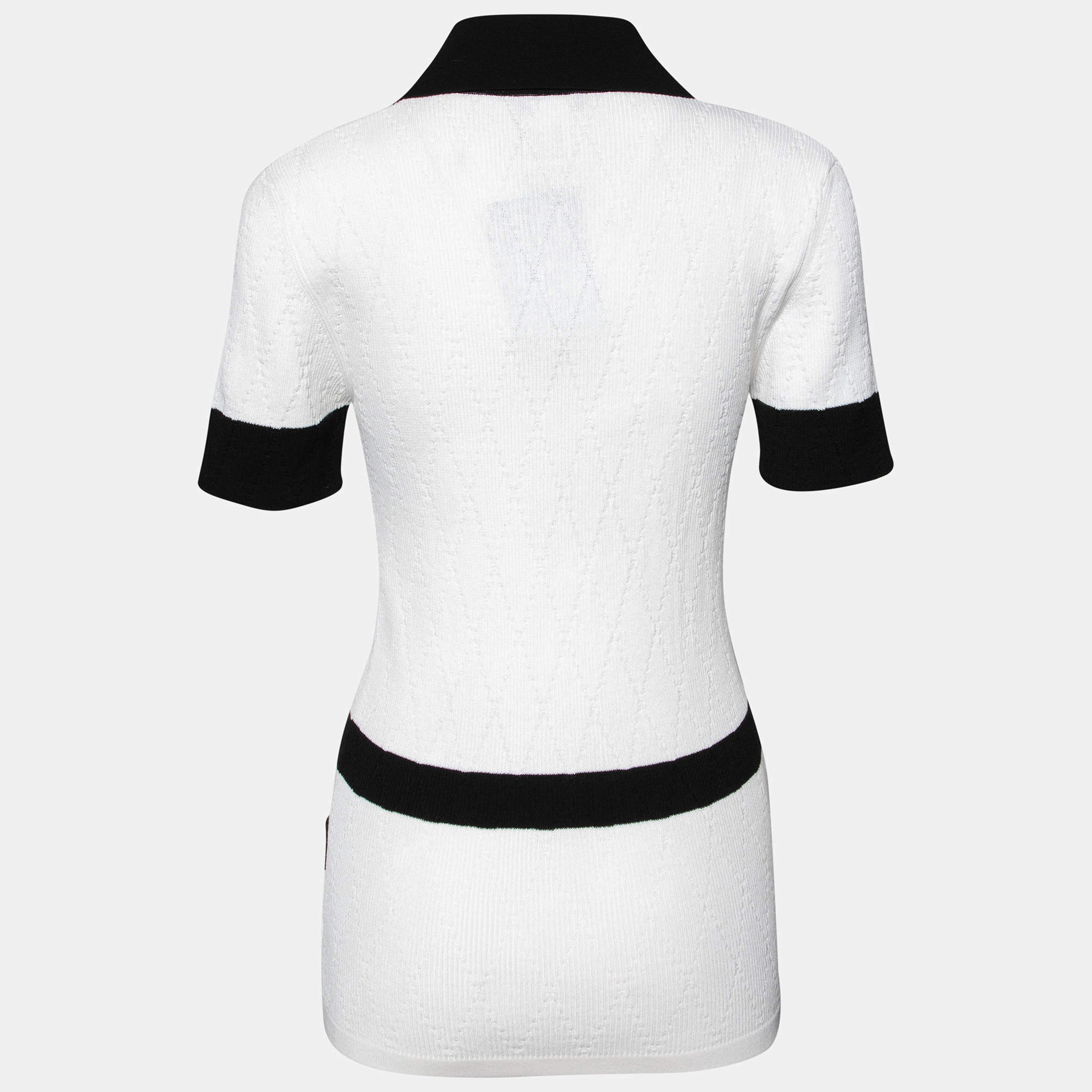 Chanel White Cotton Knit Contrast Detail Polo T-Shirt L - ShopStyle Tops