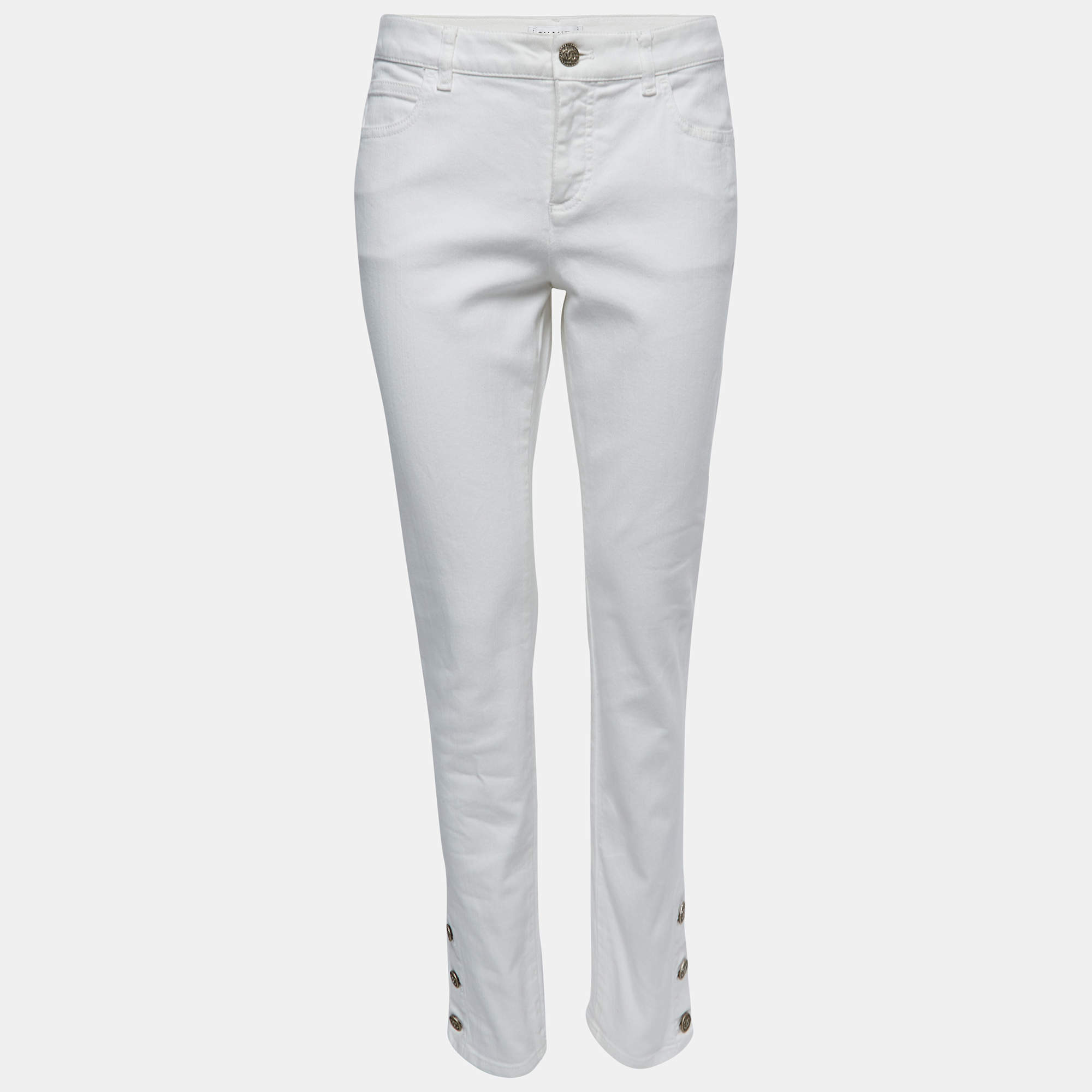 Chanel White Denim Straight Fit Jeans M Waist 31"