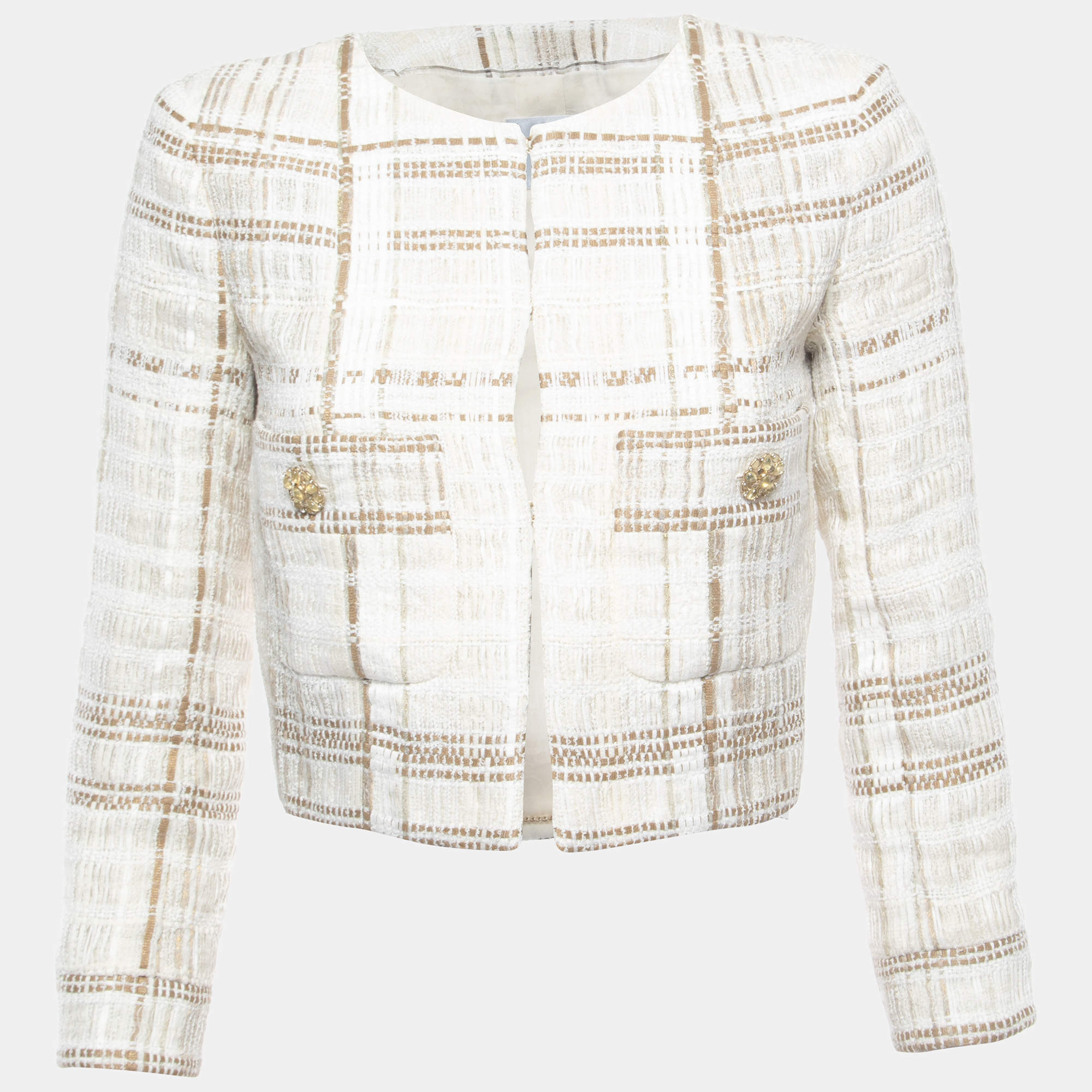 Chanel Beige/Ecru Tweed Jacket S