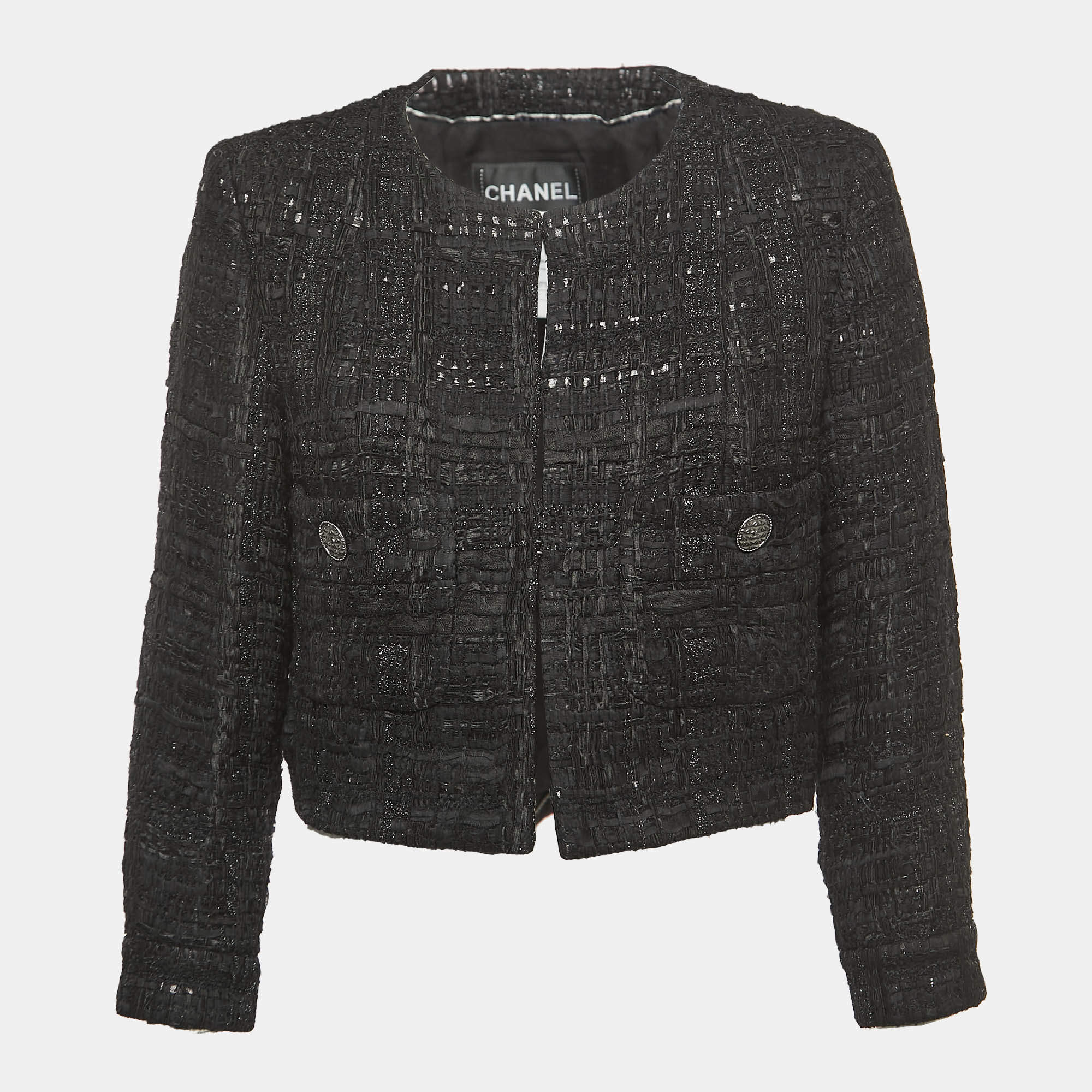 Pre Owned Chanel Black/Metallic Dubai Tweed Jacket L