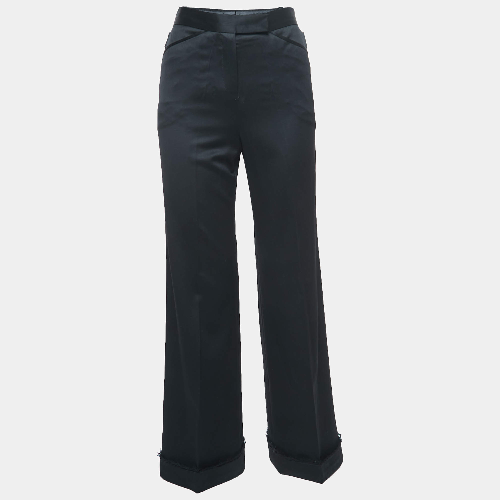 Chanel Black Wool Wide Leg trousers S Chanel | The Luxury Closet