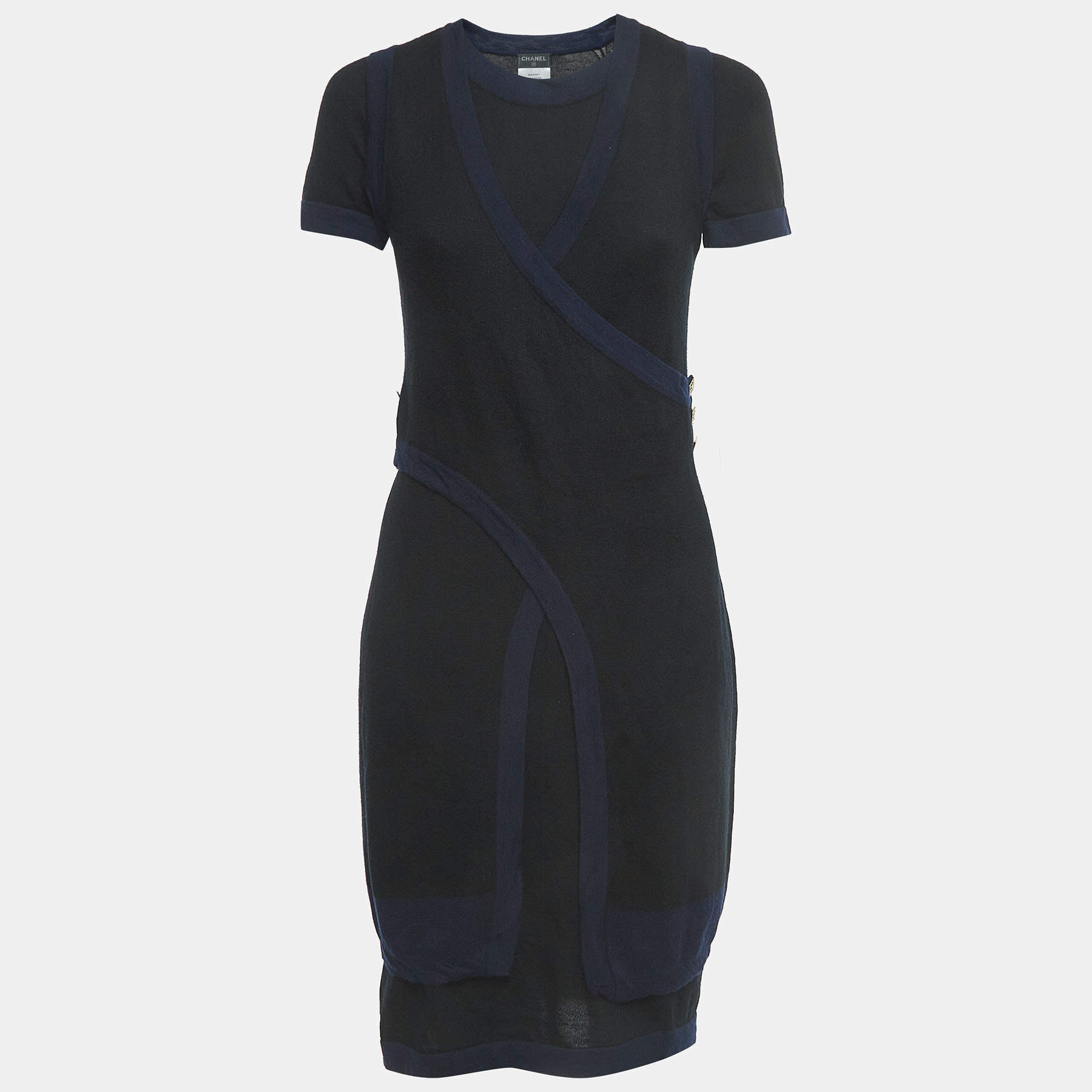 Pre Owned Chanel Black Cashmere Dress Set M