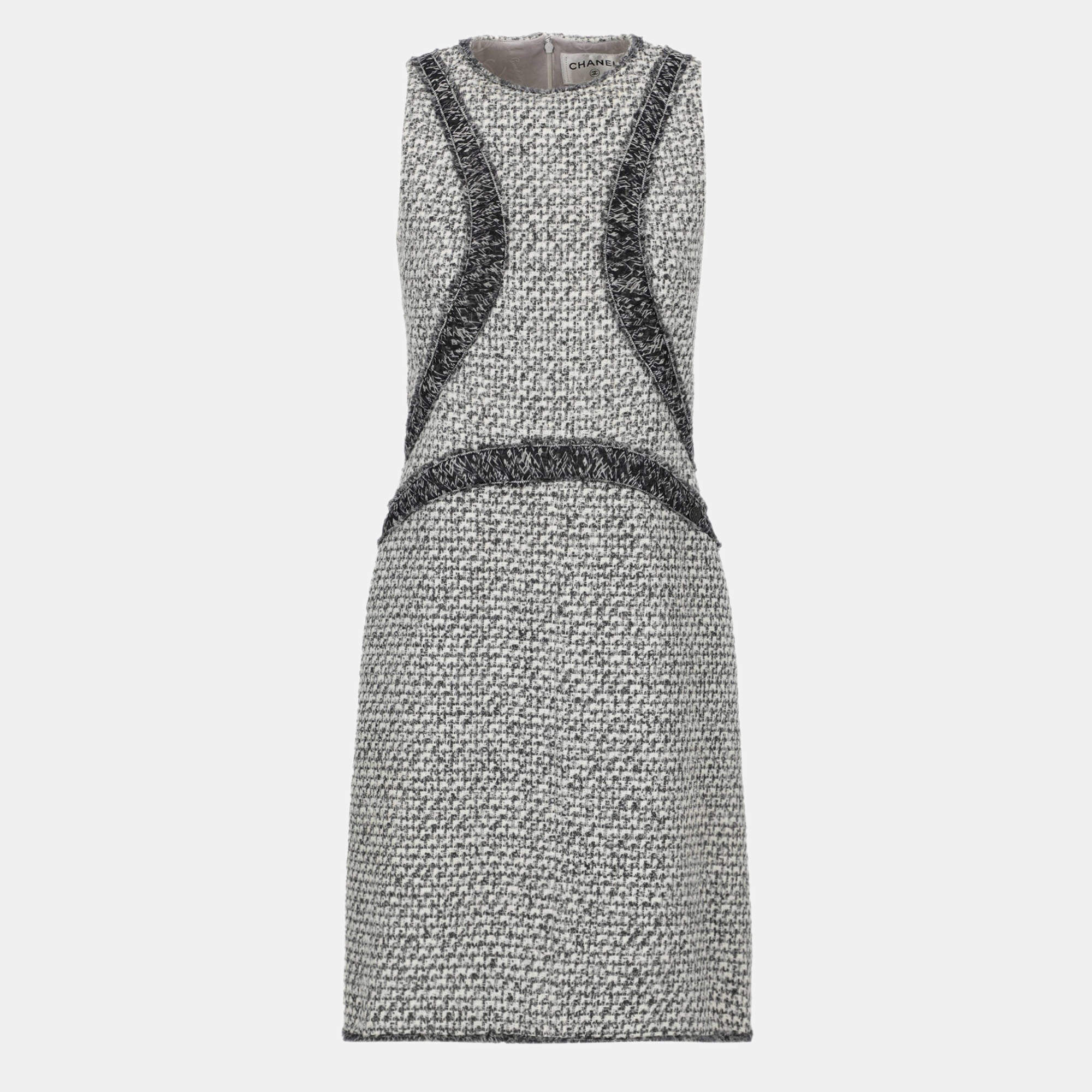 Chanel Women's Wool Midi Dress - Grey - M Chanel