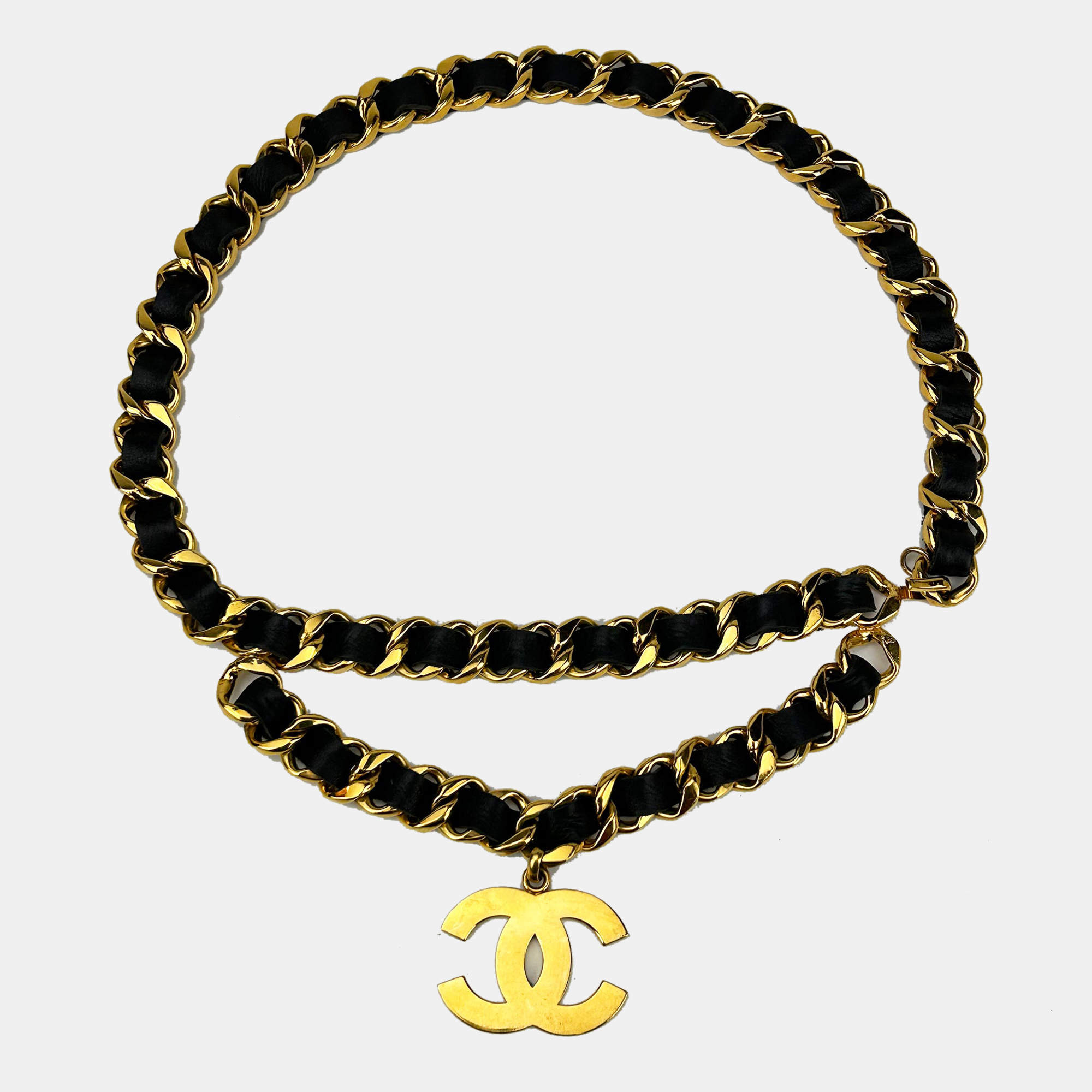 Chanel Vintage 1990S Runway Iconic Double Chain Belt Necklace