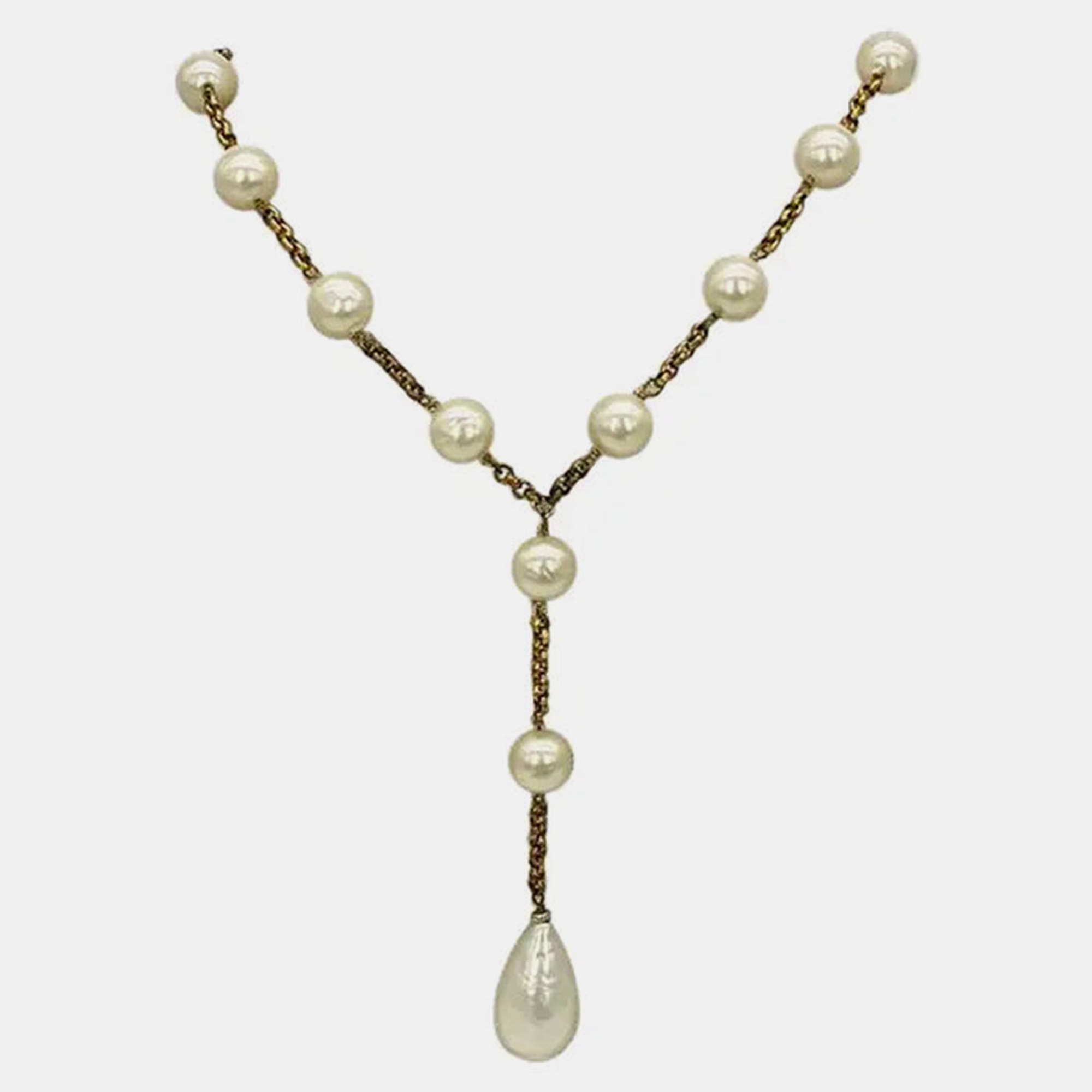 Chanel Pearl Y Lariat Necklace