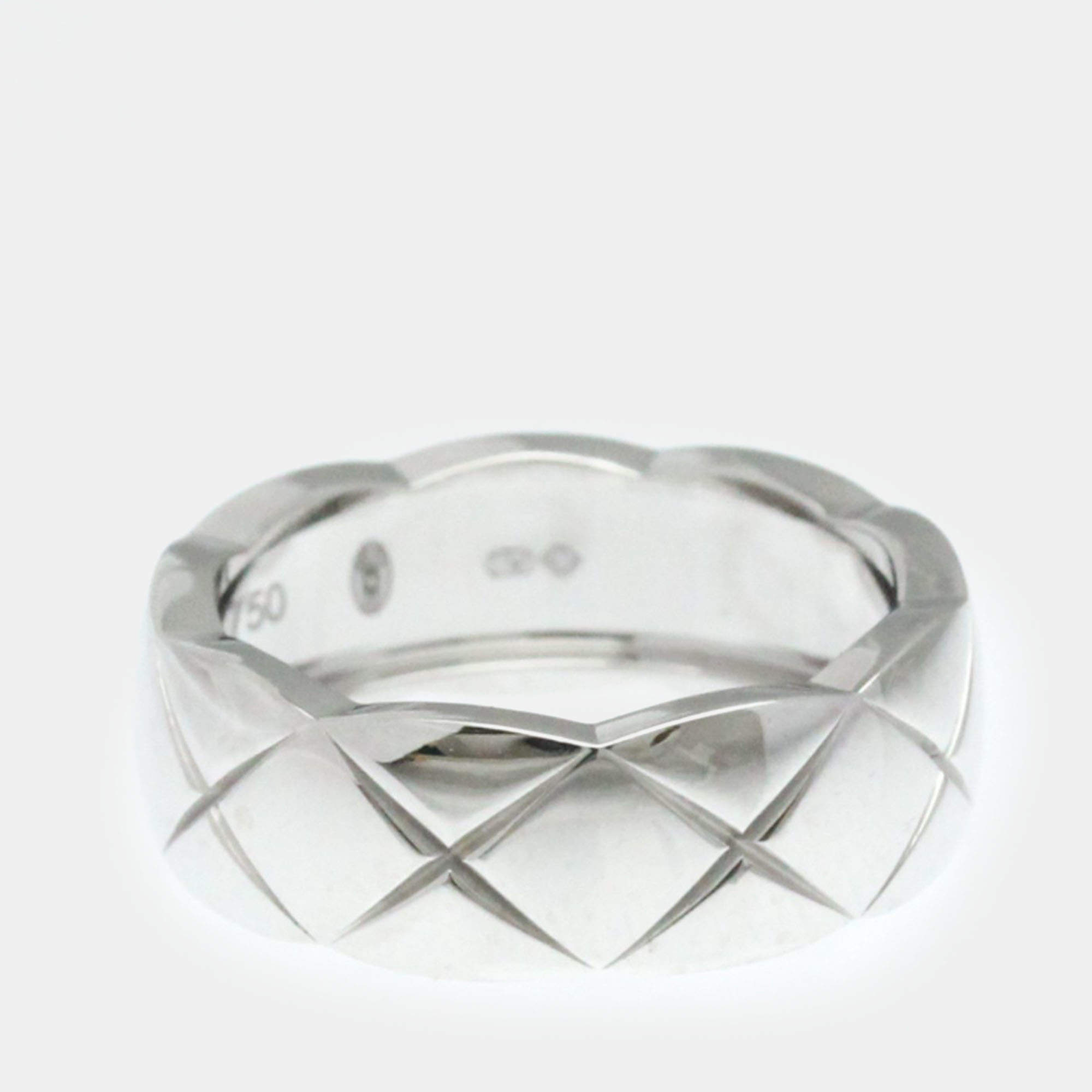 Chanel 18K White Gold Coco Crush Band Ring EU 51