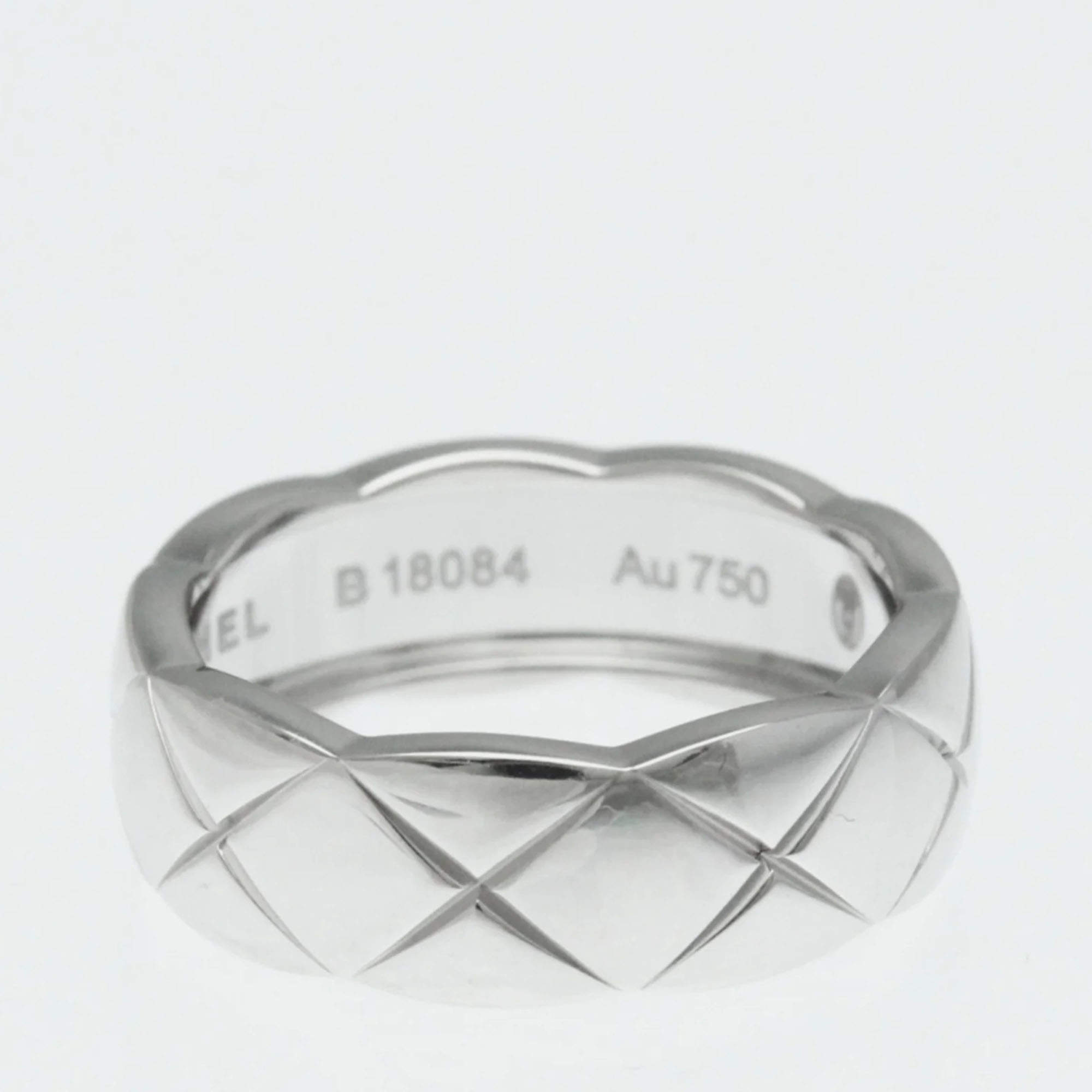 Chanel Coco Crush Ring Medium Size White Gold 18K Fashion No Stone Band Ring Silver