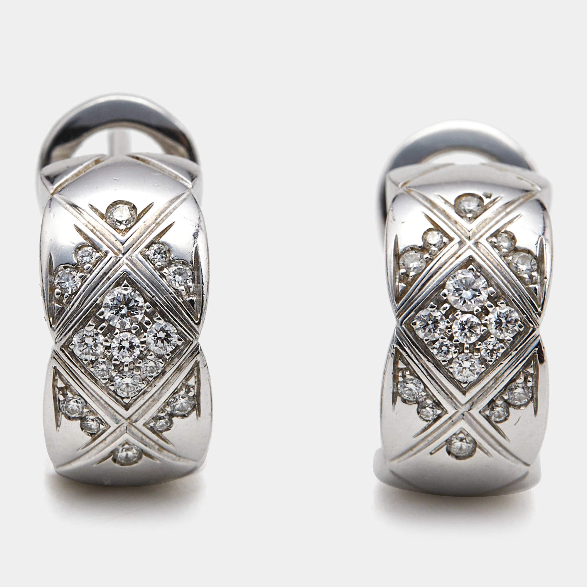 Pre Owned Chanel Coco Crush Diamonds 18k White Gold Earrings
