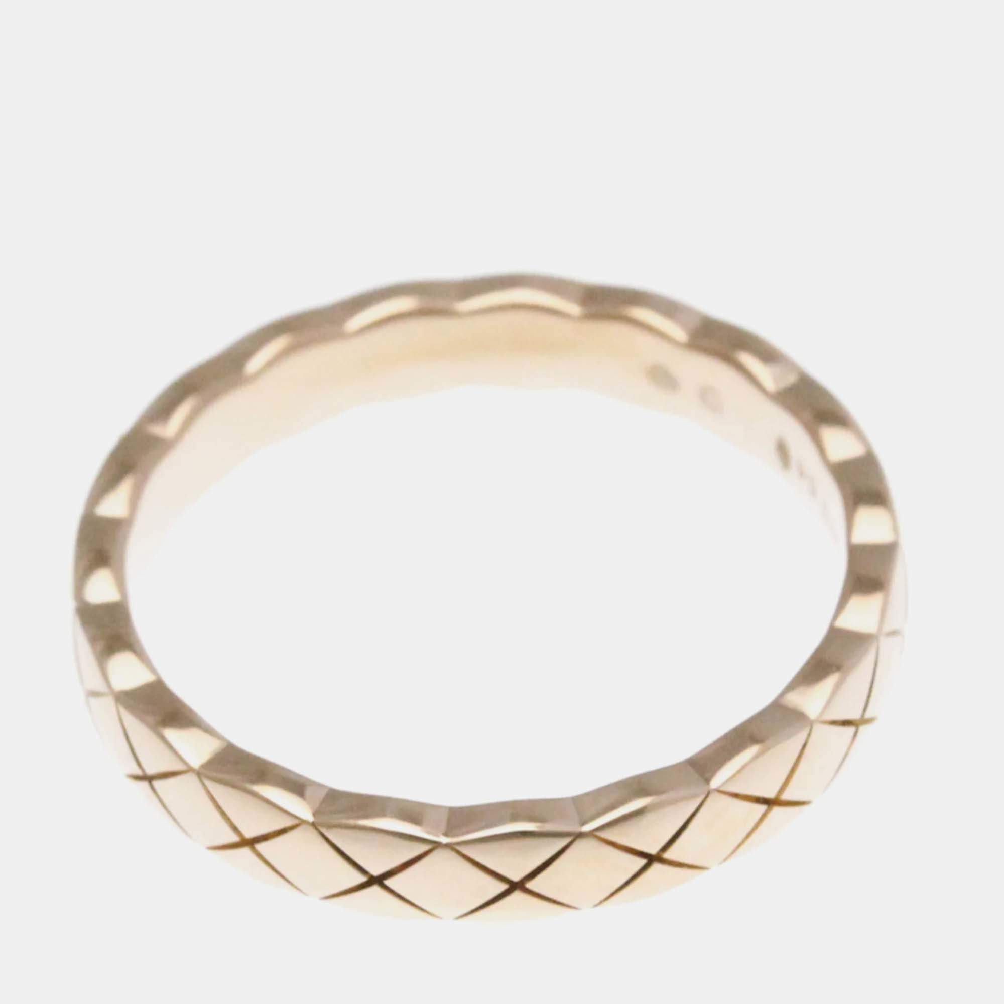 Pre Owned Chanel Coco Crush Ring Mini Pink Gold 18K Fashion Band Ring Pink Gold