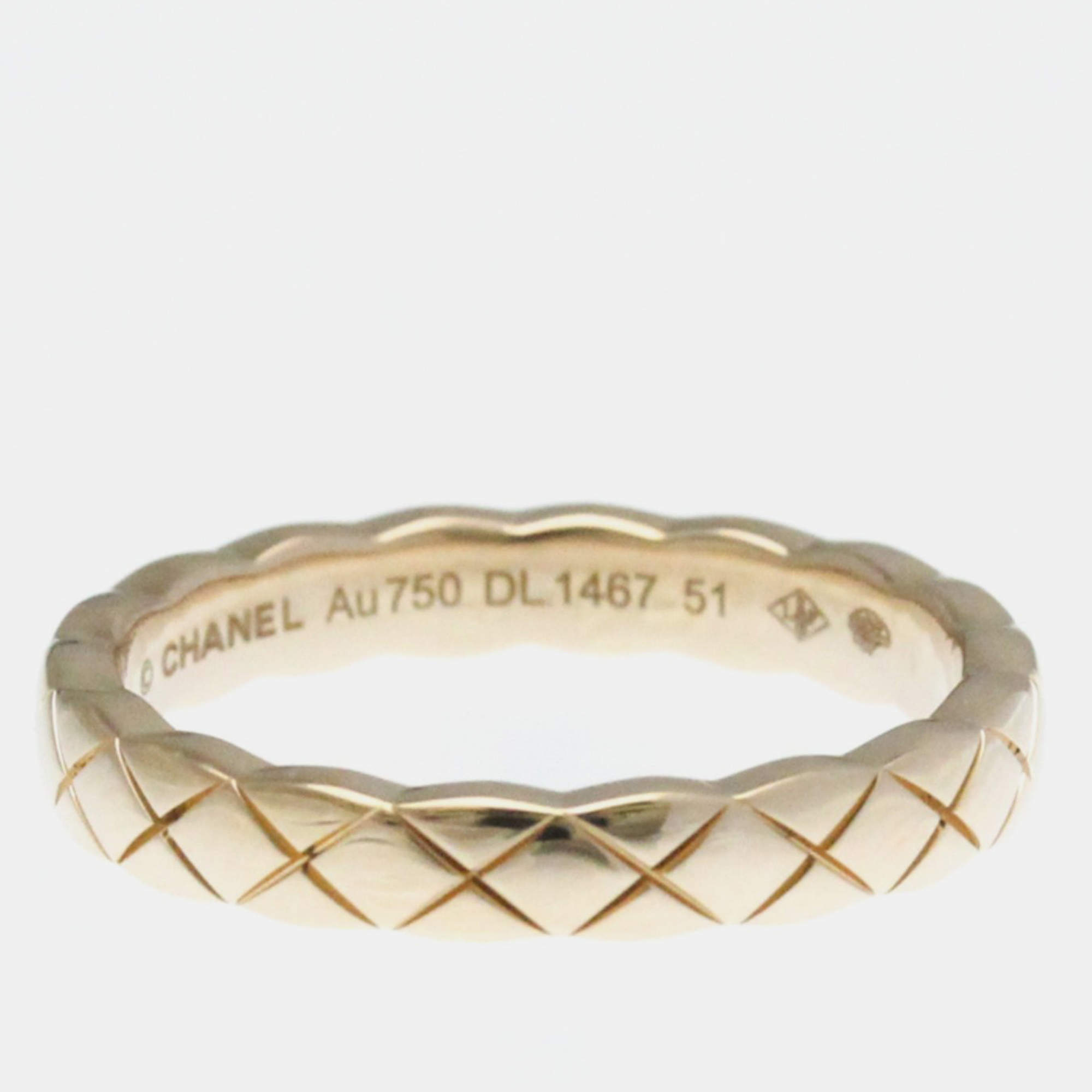 Pre Owned Chanel Coco Crush Mini Model Pink Gold 18K Fashion No Stone Band Ring Pink Gold