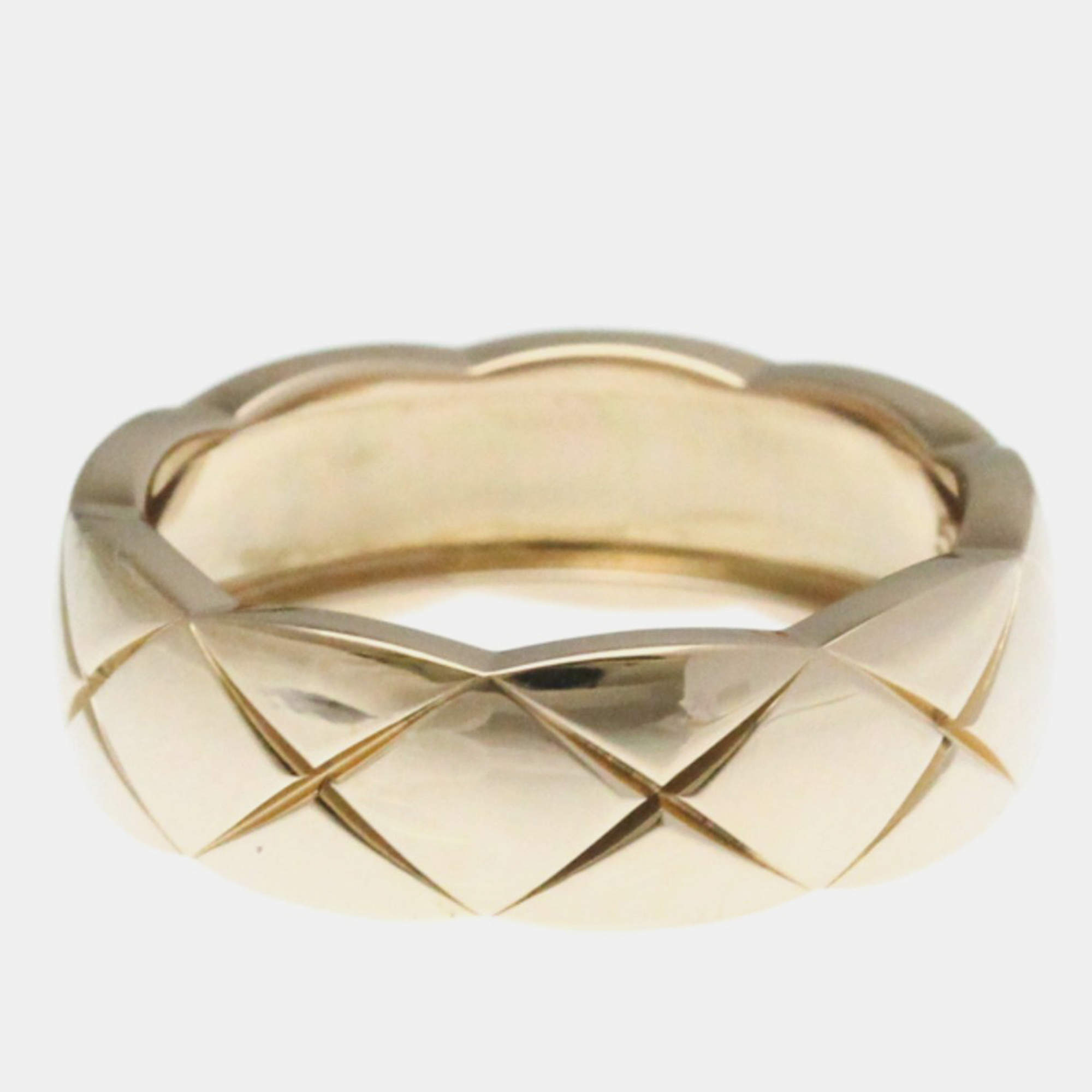 Pre Owned Chanel Coco Crush Medium Size Pink Gold 18K Fashion No Stone Band Ring Pink Gold