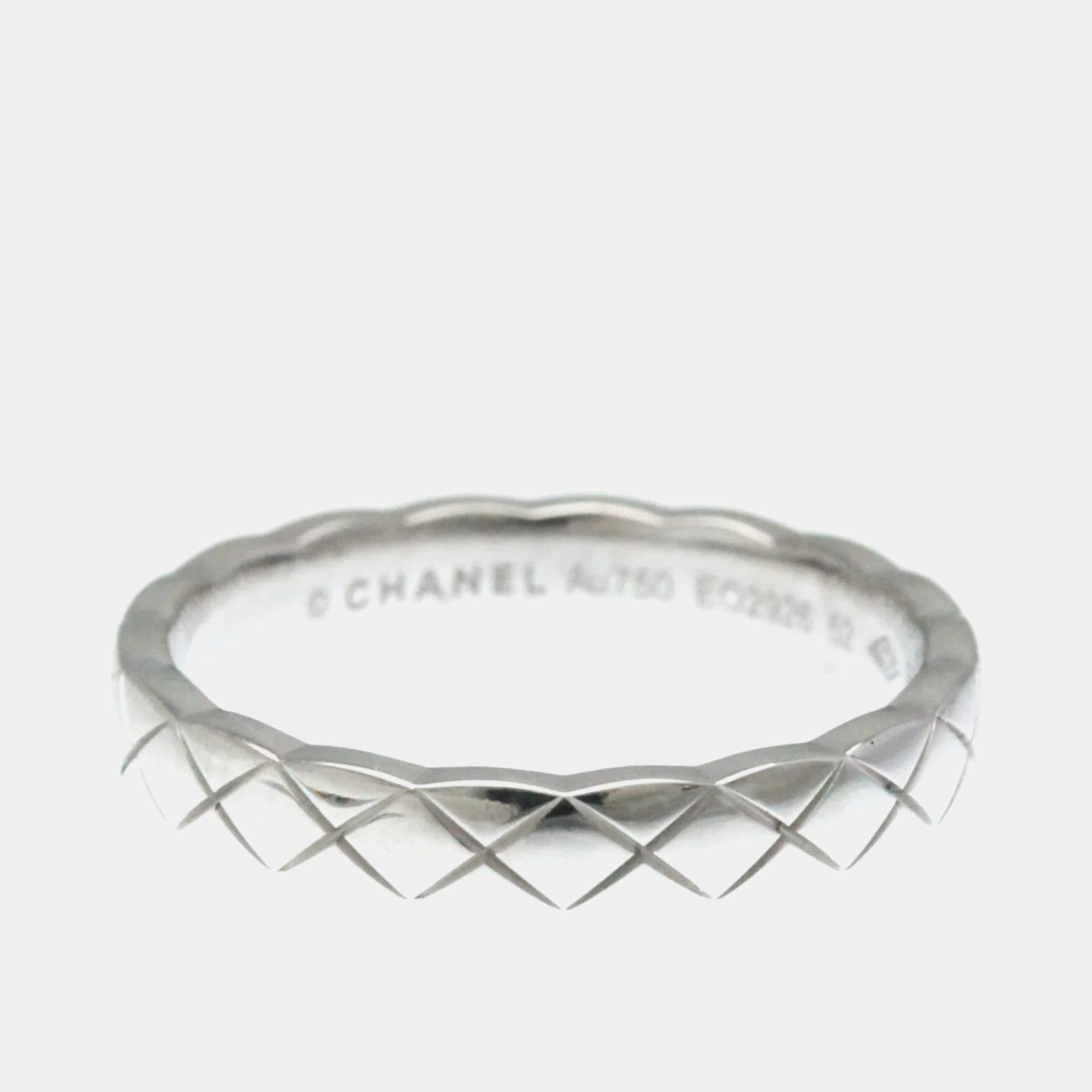 مملوكة مسبقًا Chanel Coco Crush Mini Model 18K White Gold Band Ring Size 52