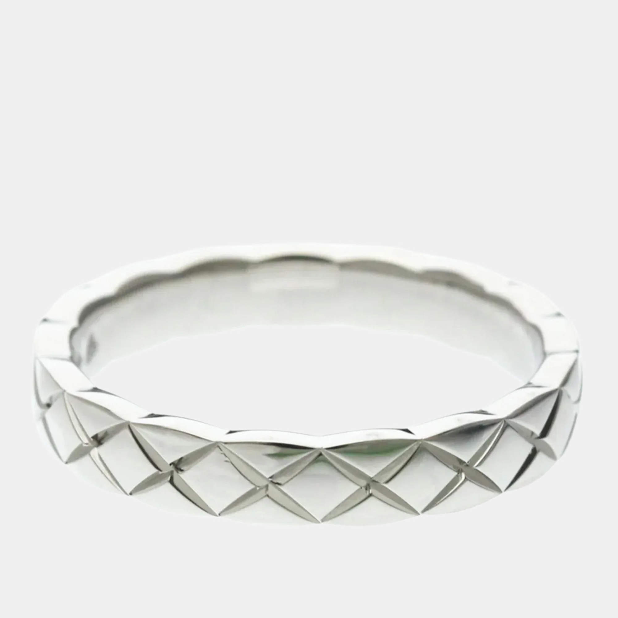 Pre Owned Chanel Coco Crush Ring Mini Model Platinum Fashion No Stone Band Ring Silver