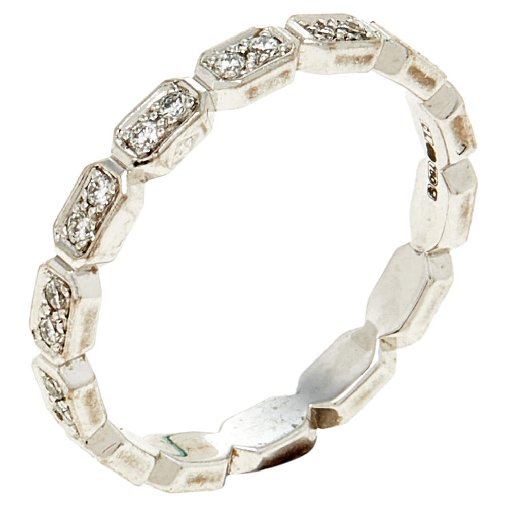 Chanel Premiere Diamond 18K White Gold Eternity Band Ring Size 52
