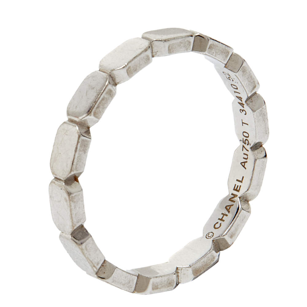 Chanel Premiere 18K White Gold Narrow Band Ring Size 52
