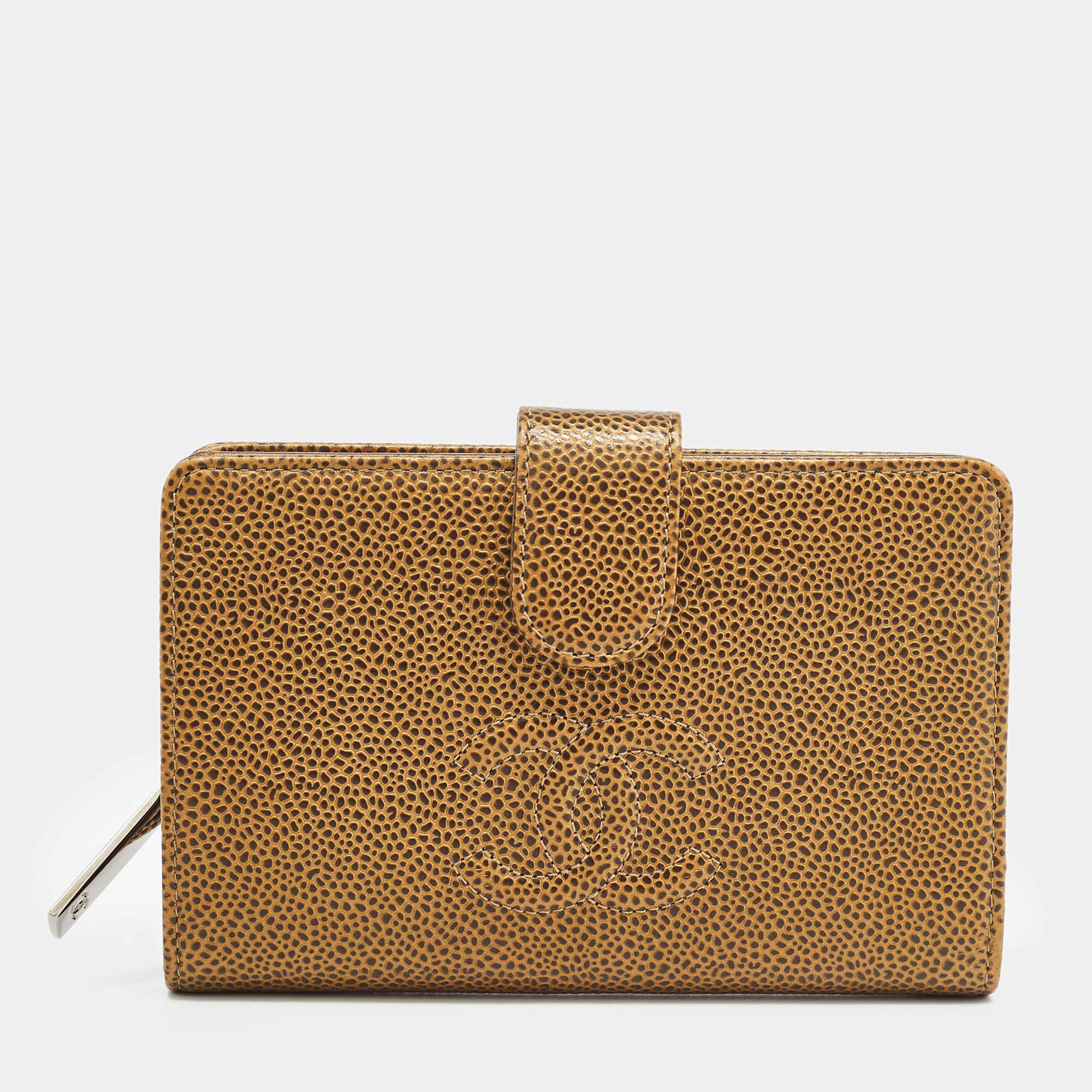 Chanel Gold Caviar Leather CC French Wallet