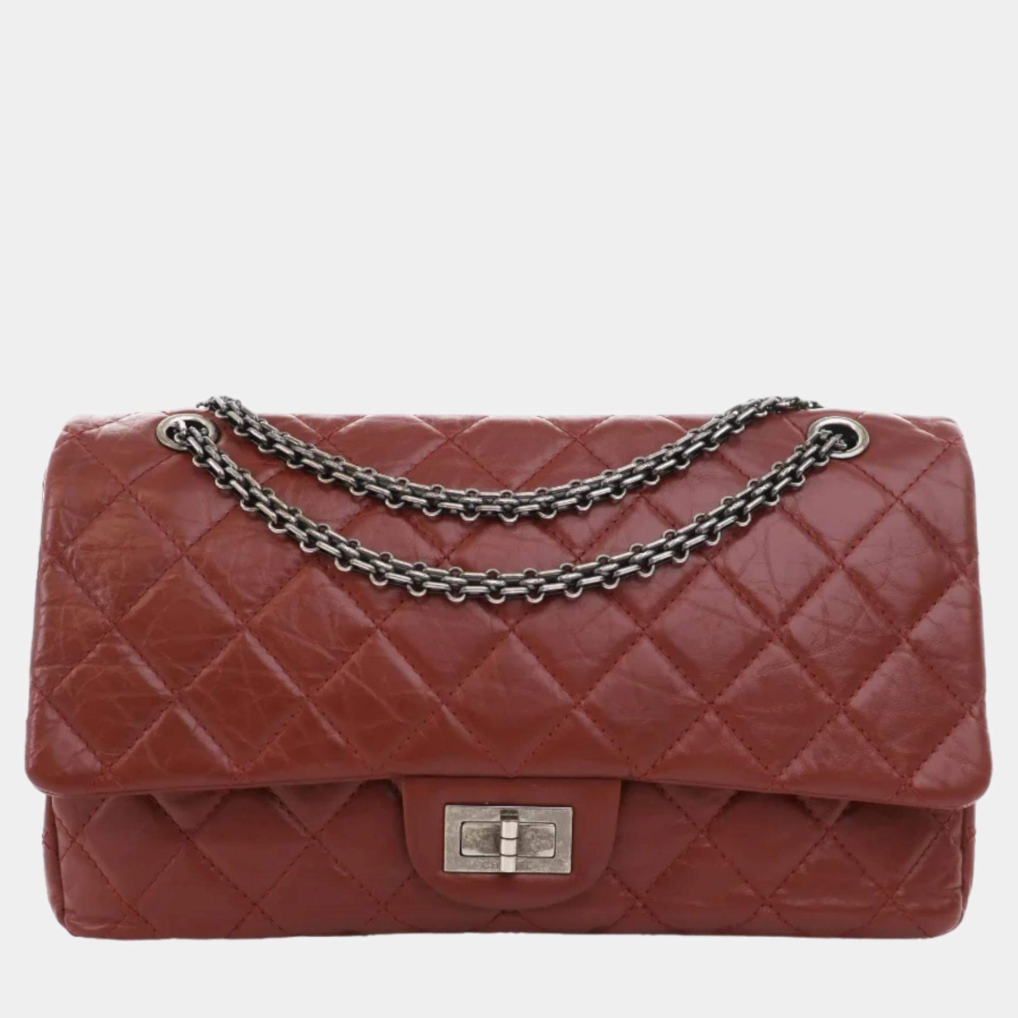 Chanel Red Leather 227 Medium Reissue Double Flap Reissue Shoulder Bag