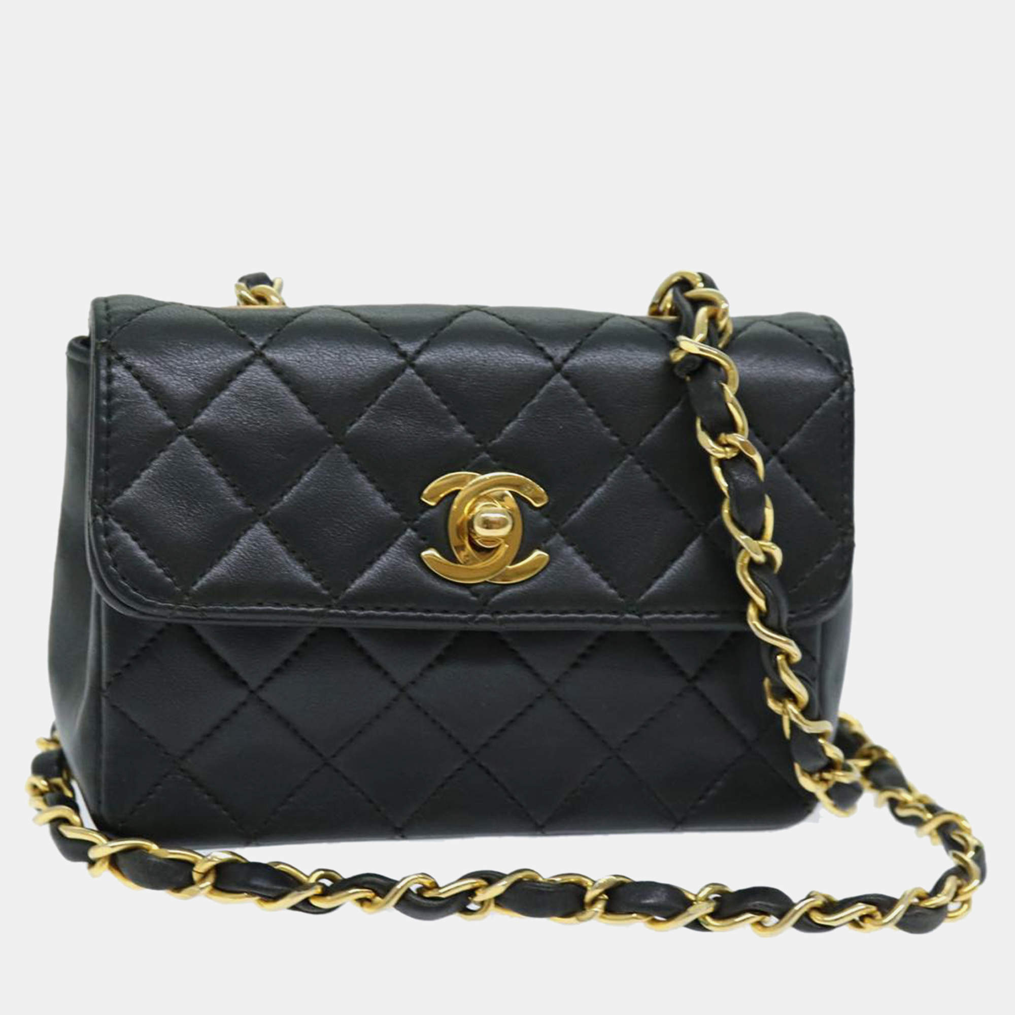 Chanel Black Quilted Lambskin Turnlock Flap Bag