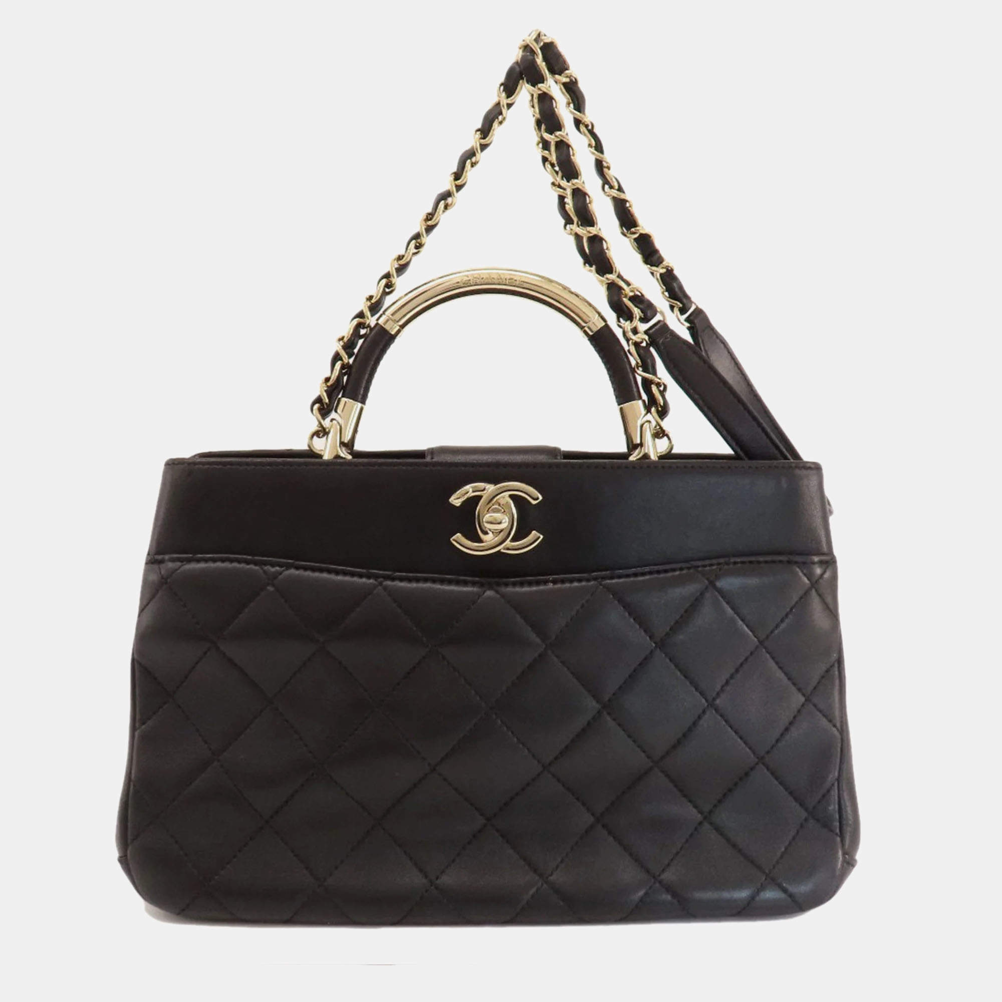 Pre Owned Chanel Navy Caviar Leather Large Filigree Shoulder Bag