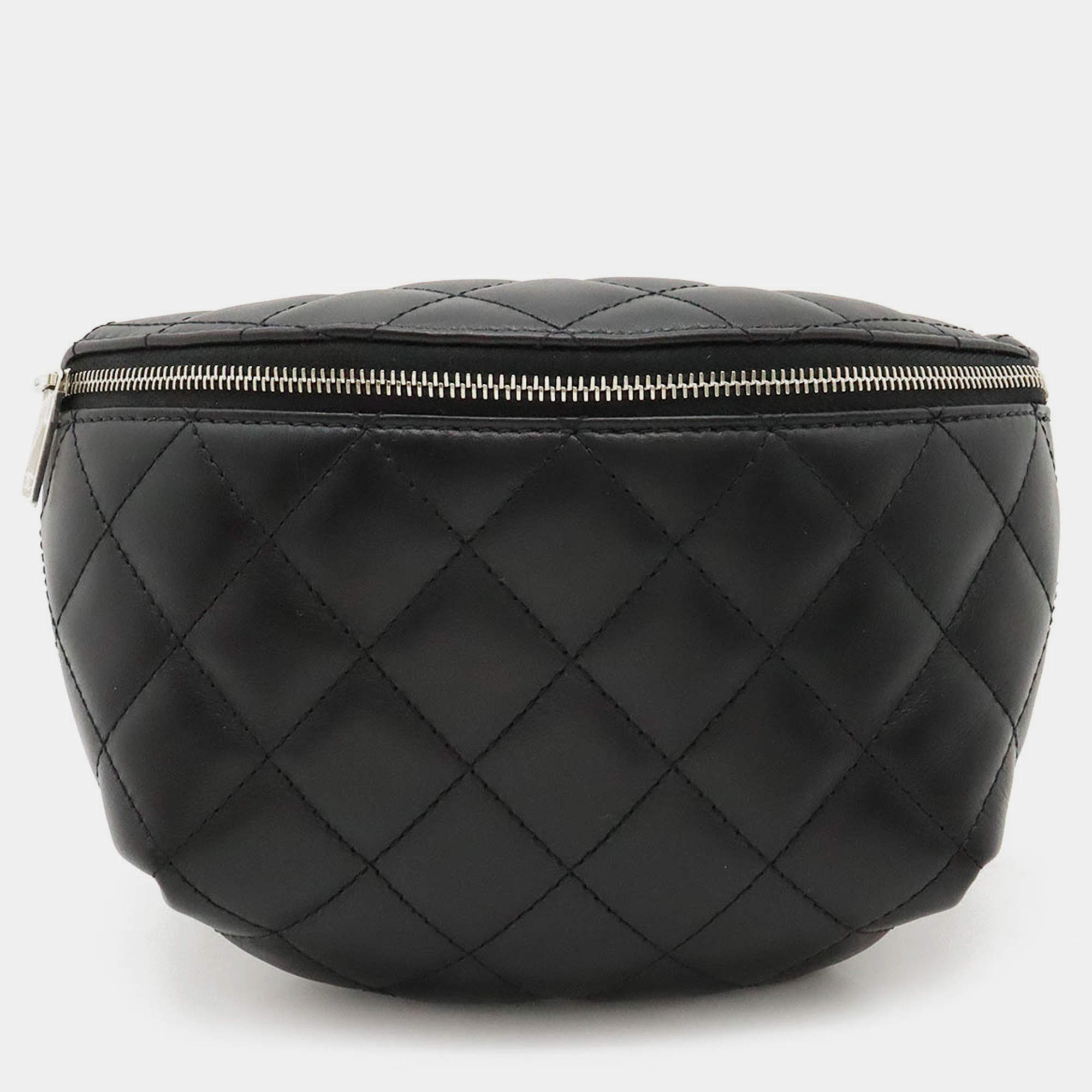 Chanel Black Calfskin Quilted Waist Belt Bag 