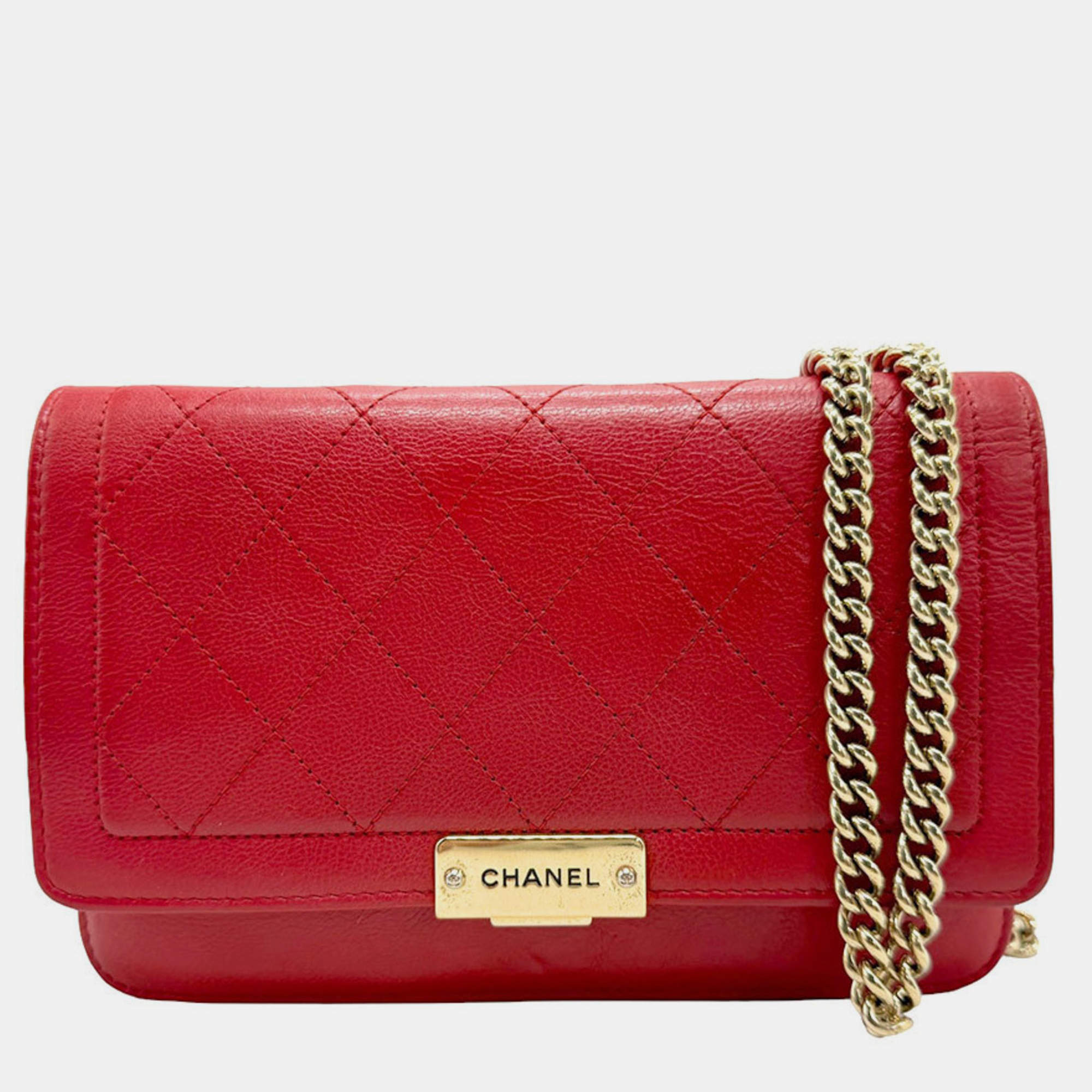 Chanel Red Quilted Calfskin Medium Label Click Flap Bag 