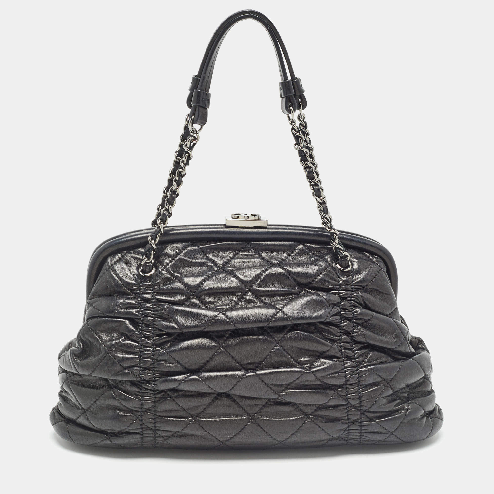 Chanel Black Quilted Leather Sharpei Frame Bag