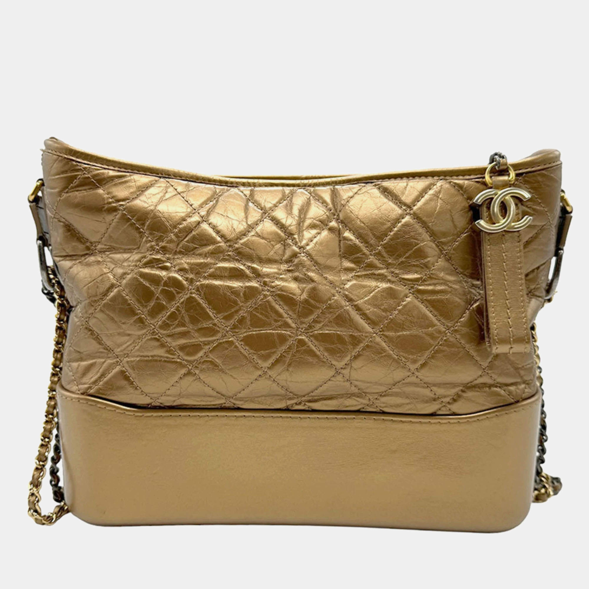 Chanel Metallic Bronze Leather Small Gabrielle Shoulder Bag