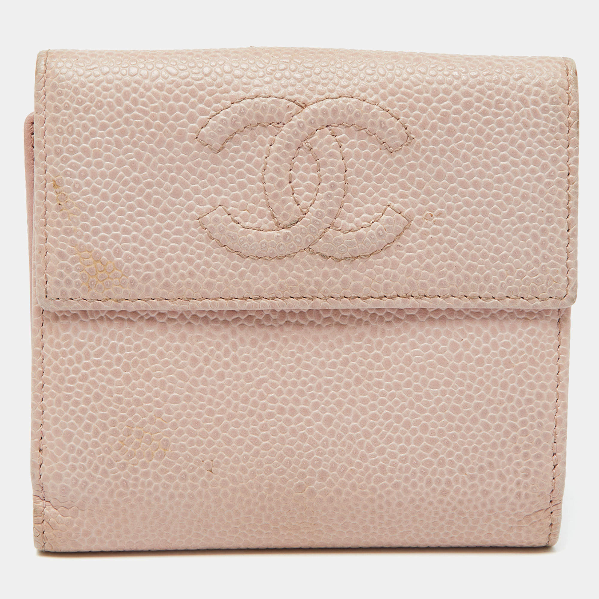 Chanel Pink Caviar Leather CC Compact Wallet