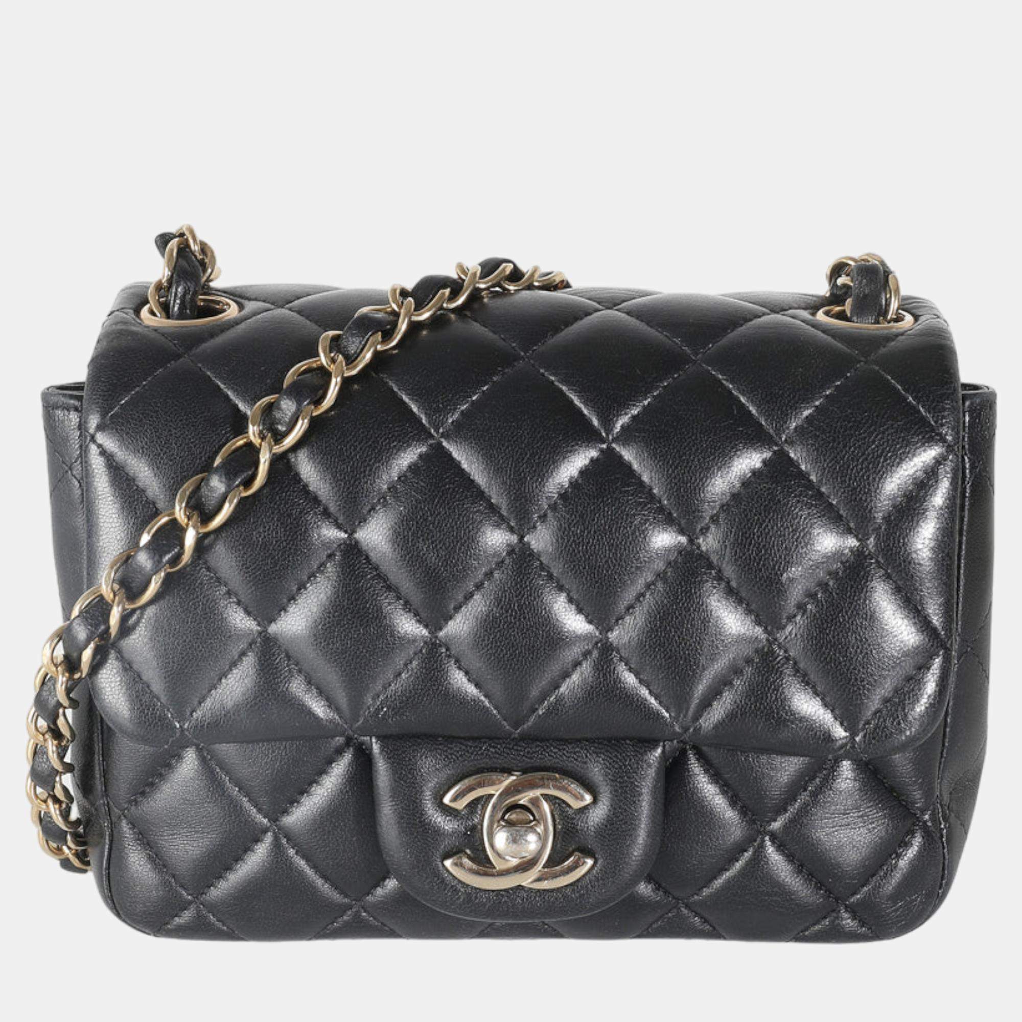 Chanel Black Quilted Lambskin Mini Square Flap Bag