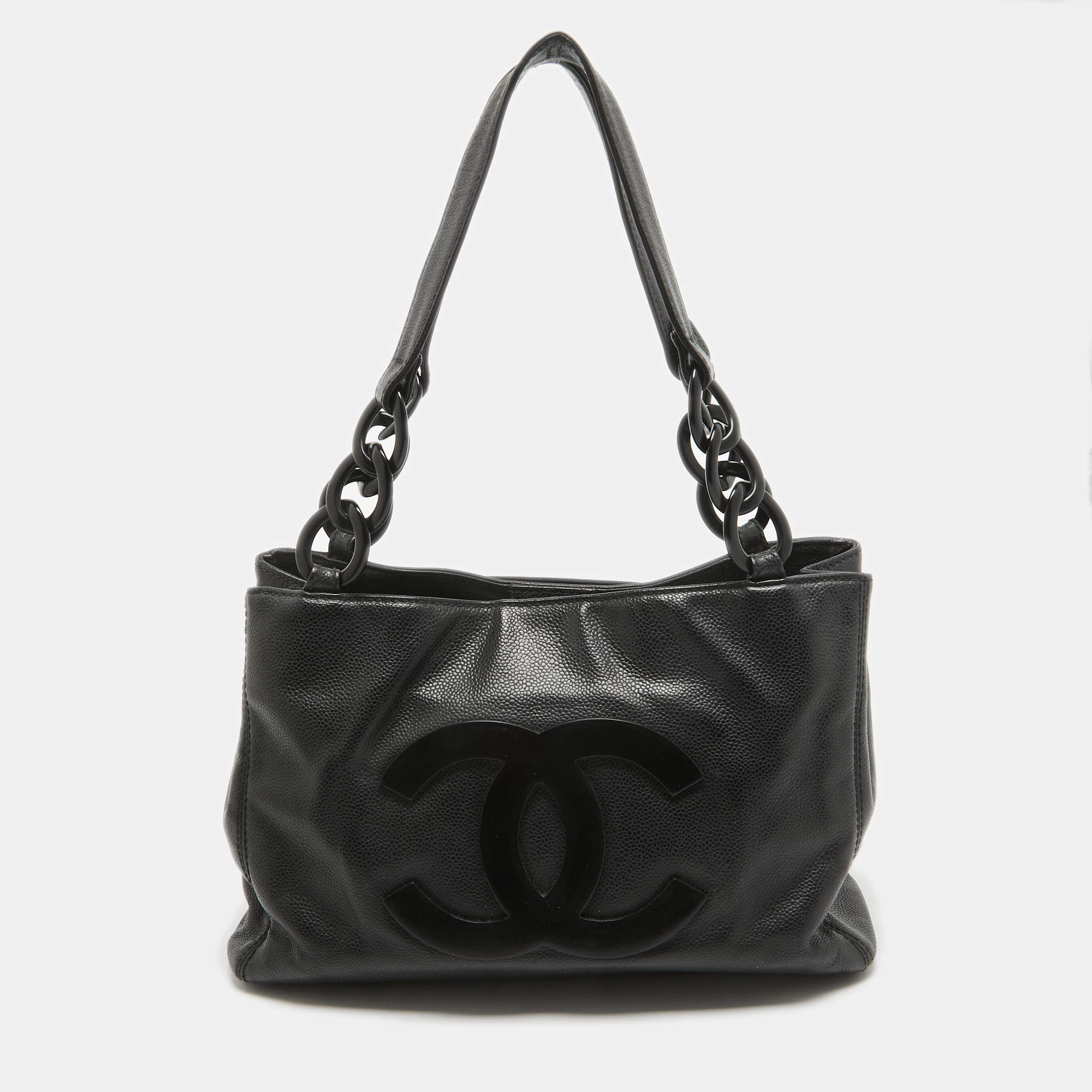 Pre Owned Chanel Black Leather Bekko Shopper Tote