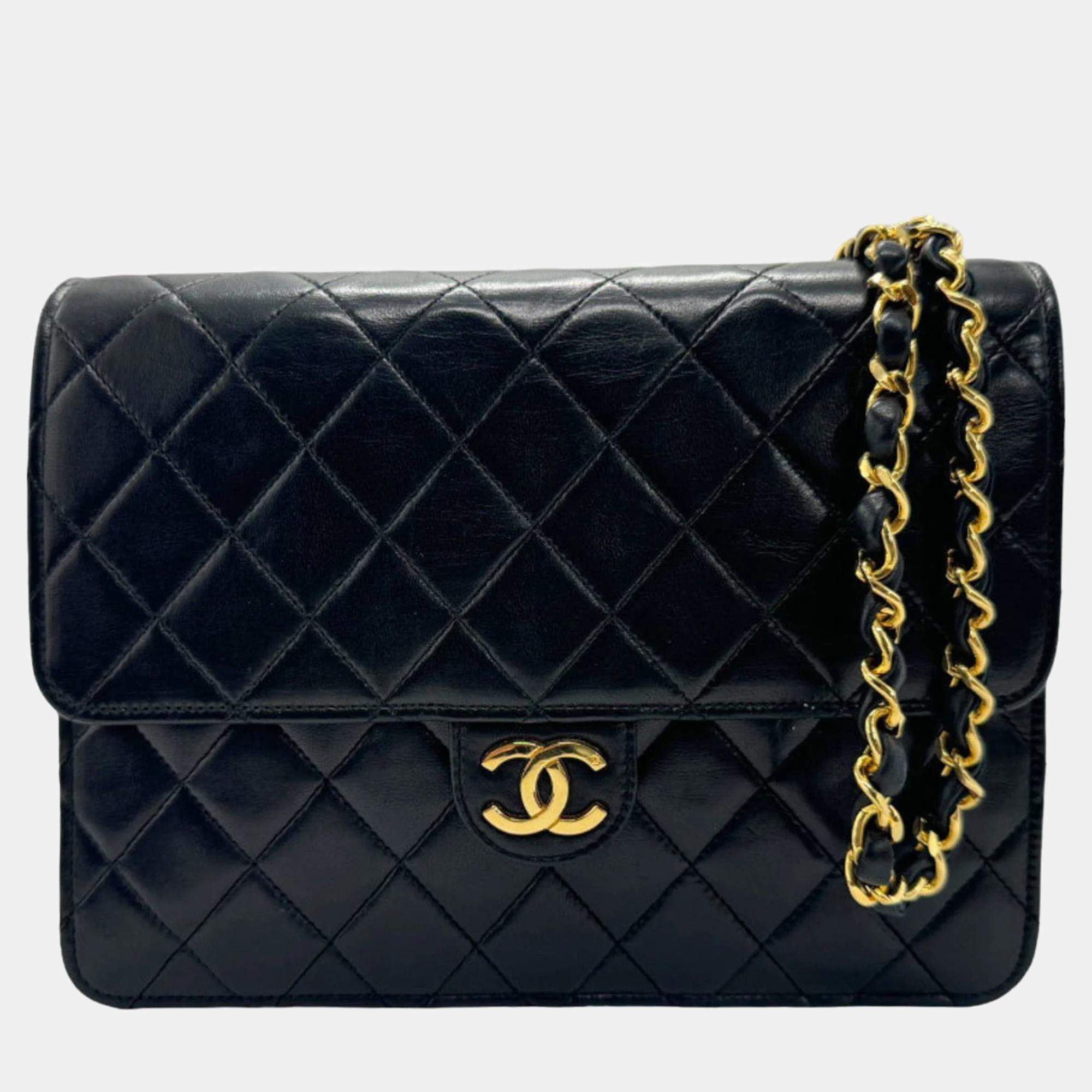 Chanel Black Leather Flap Shoulder Bag
