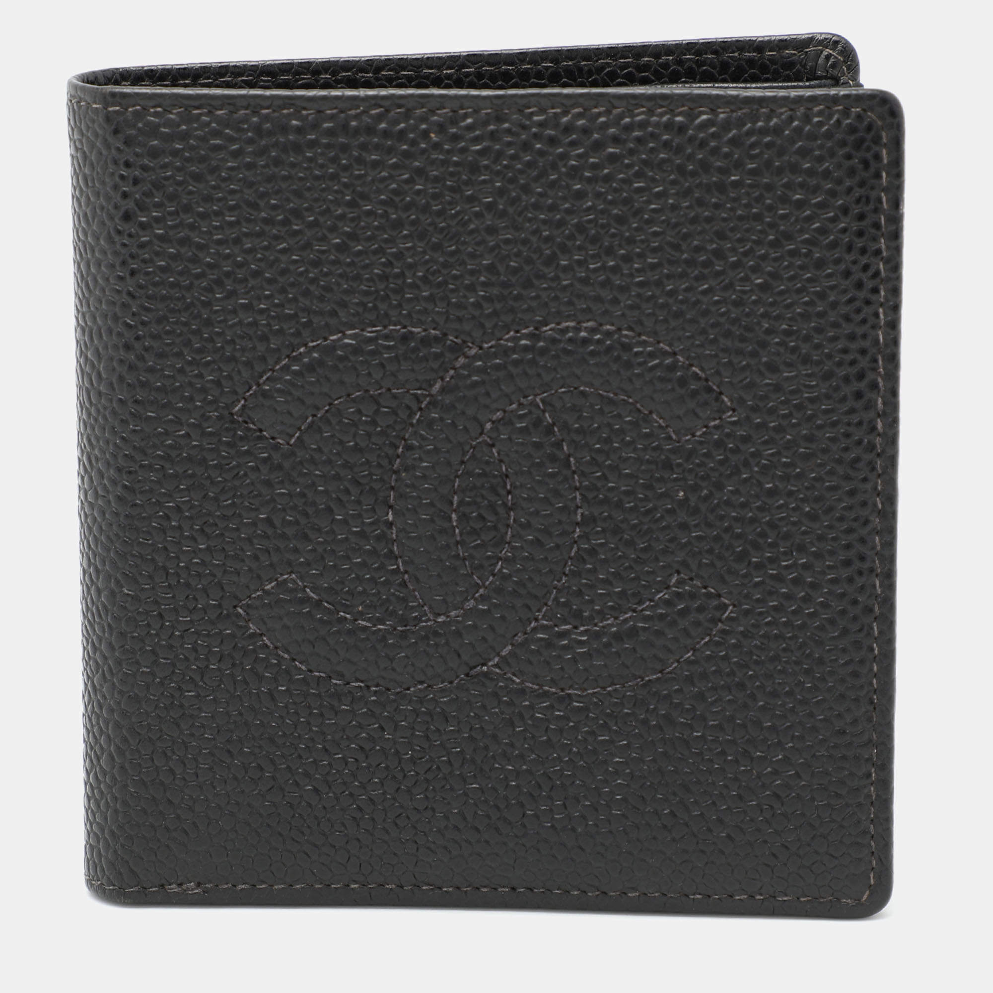 Pre Owned Chanel Black Caviar Leather Bifold Wallet