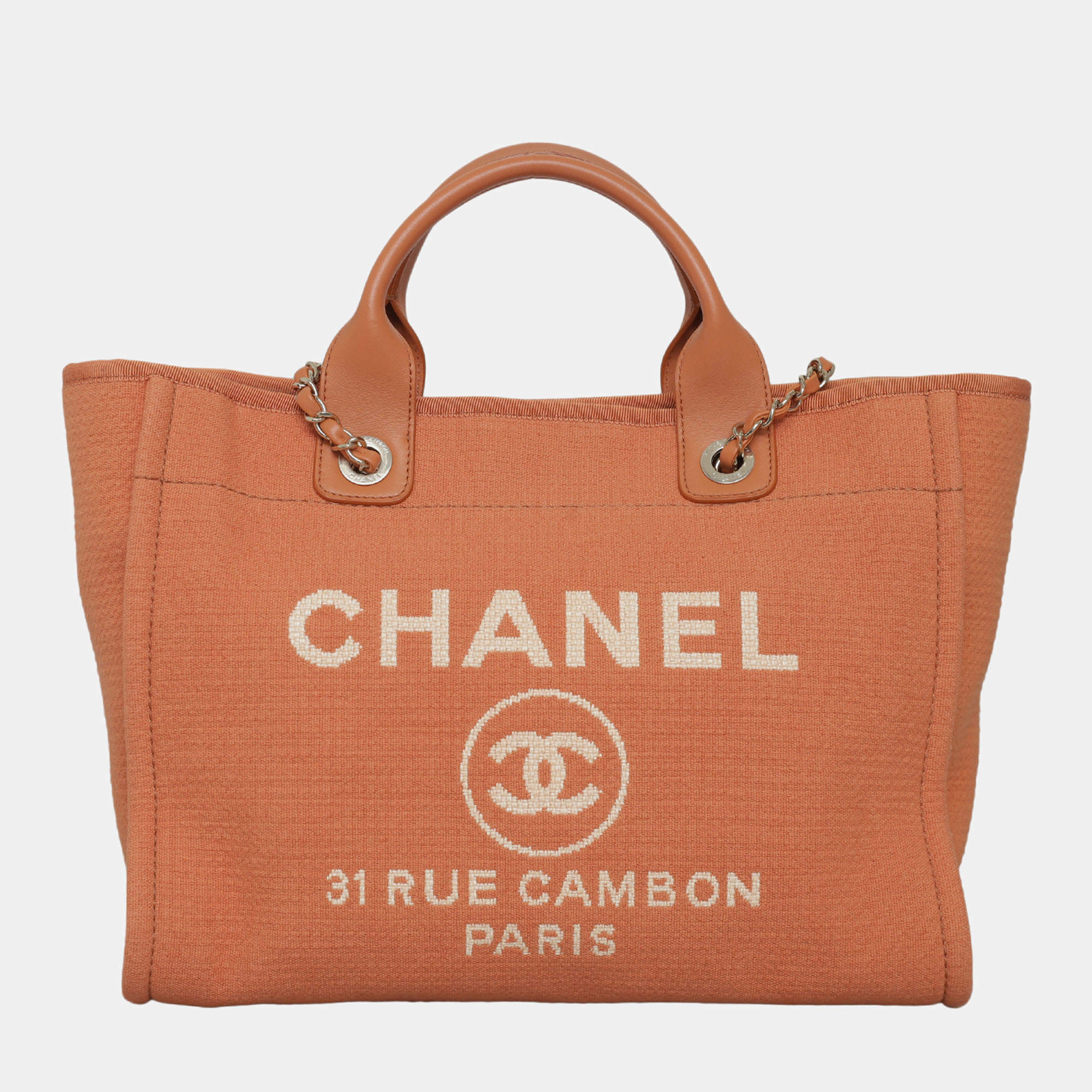 Chanel Orange Canvas Small Deauville Tote Bag Chanel TLC