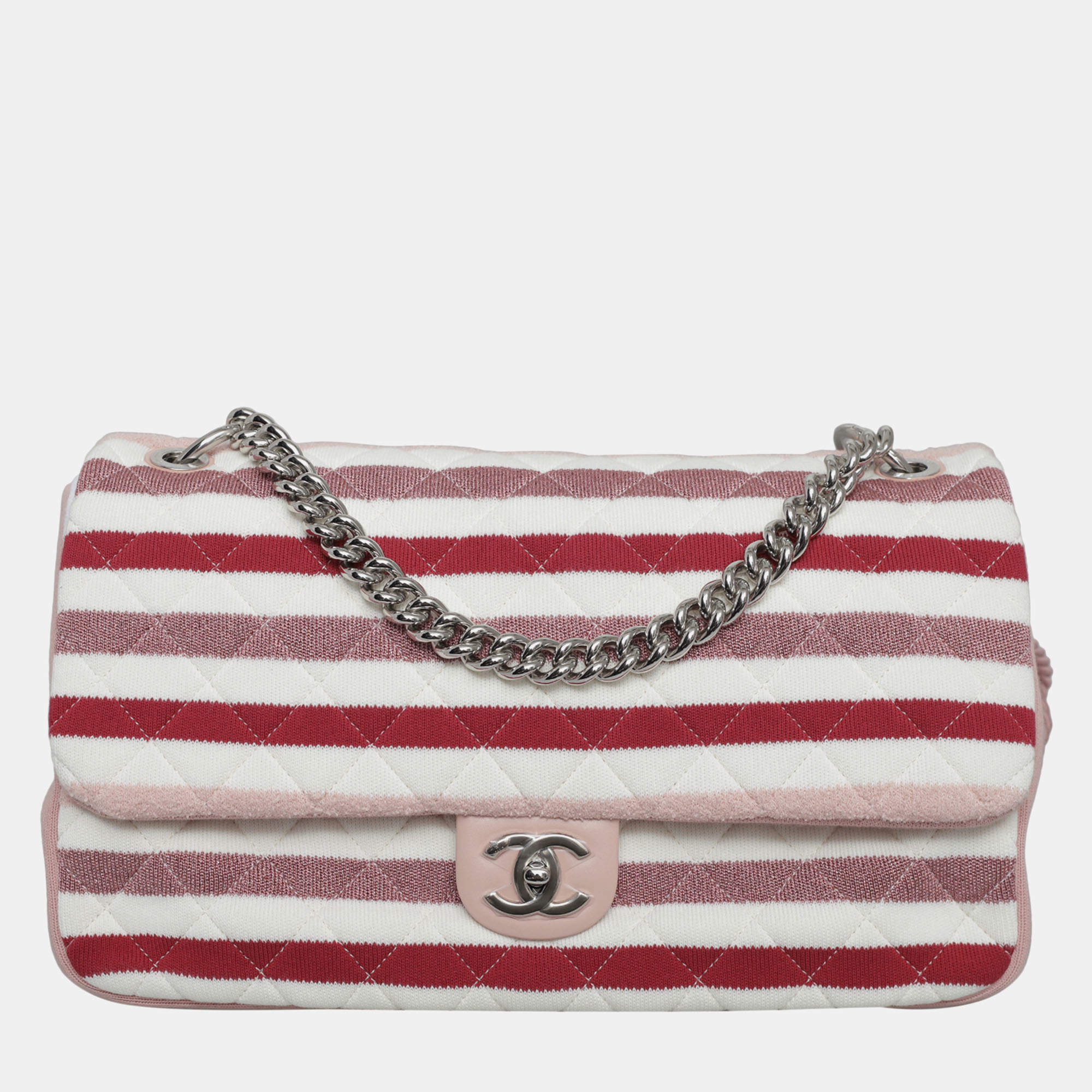 Chanel Multicolor Jersey Stripes Rope Maxi Flap Bag