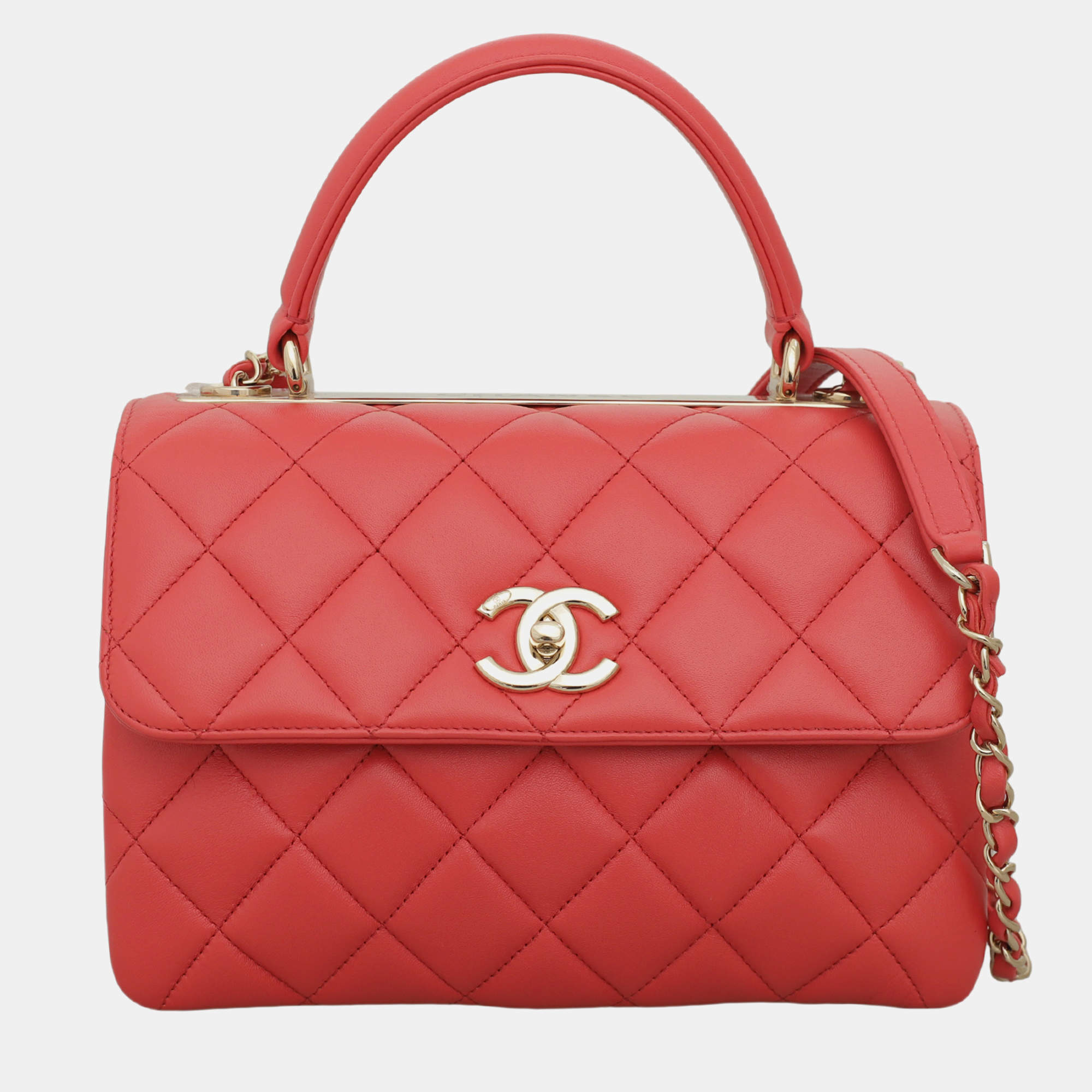 Chanel Coral Pink Lambskin Leather Small Trendy CC Shoulder Bag