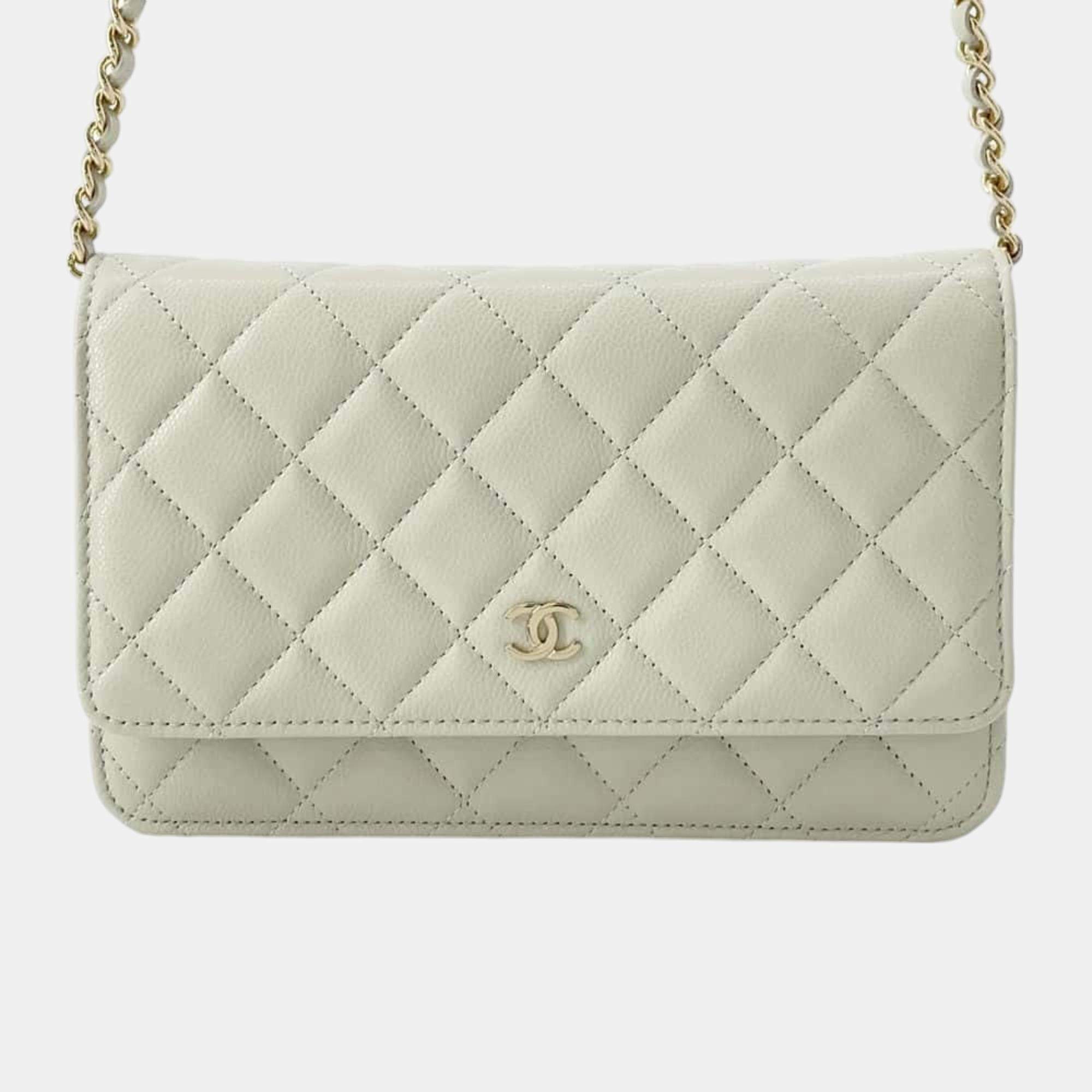 Chanel Caviar Skin Classic Matelasse Coco Mark Chain Wallet