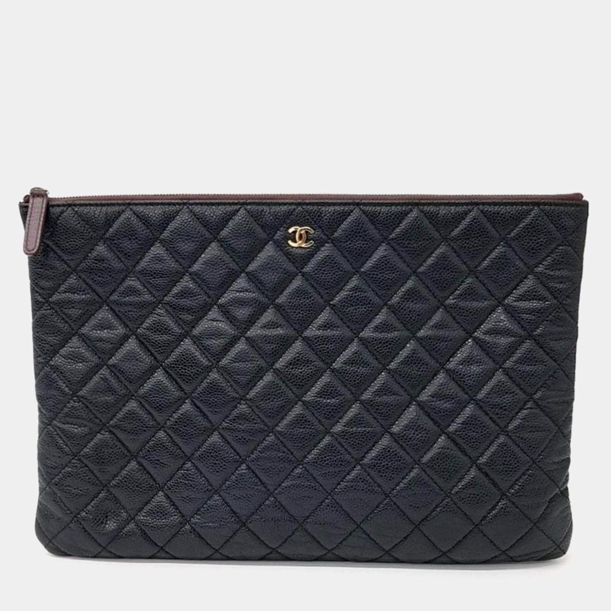 Pre Owned Chanel Caviar Large Clutch