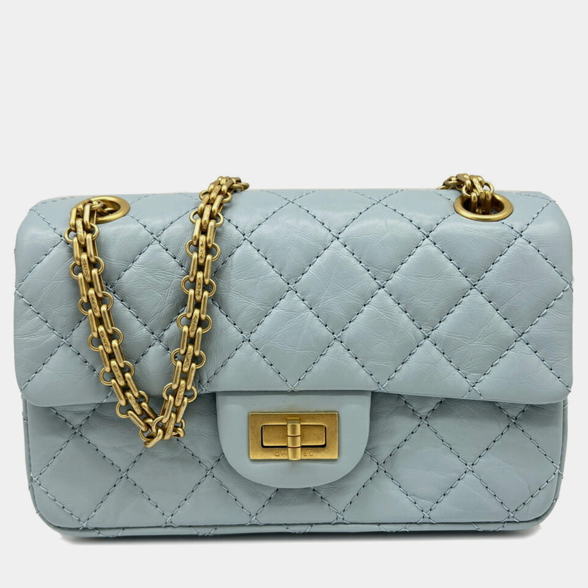 Chanel Light Blue Gold Chanel 2.55 Handbag