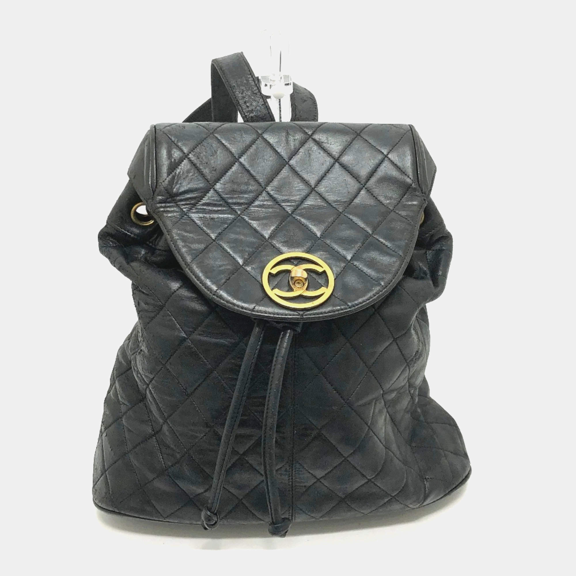 Chanel Black Matelasse flap Backpack