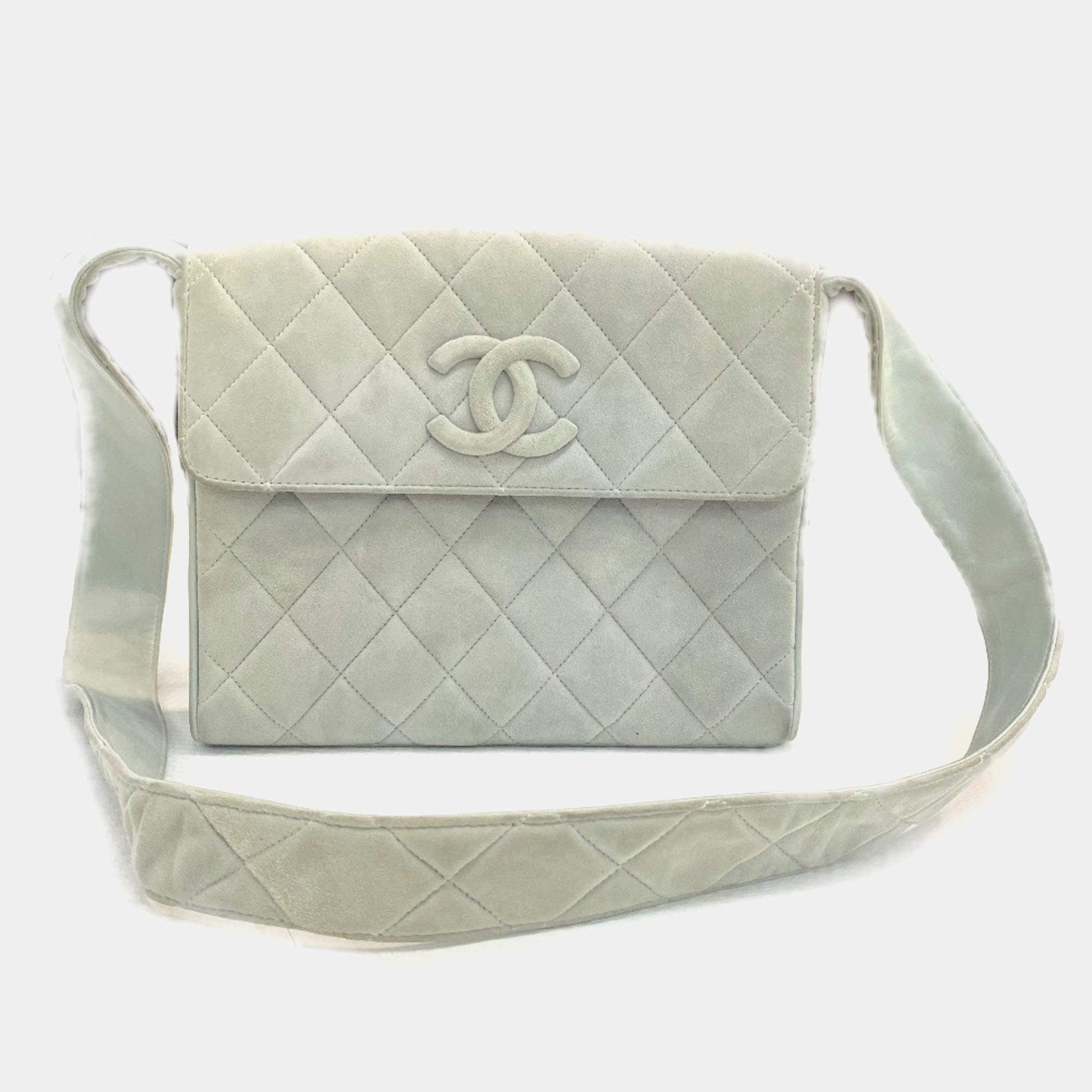 Pre Owned Chanel Light blue gray CC Mark bag