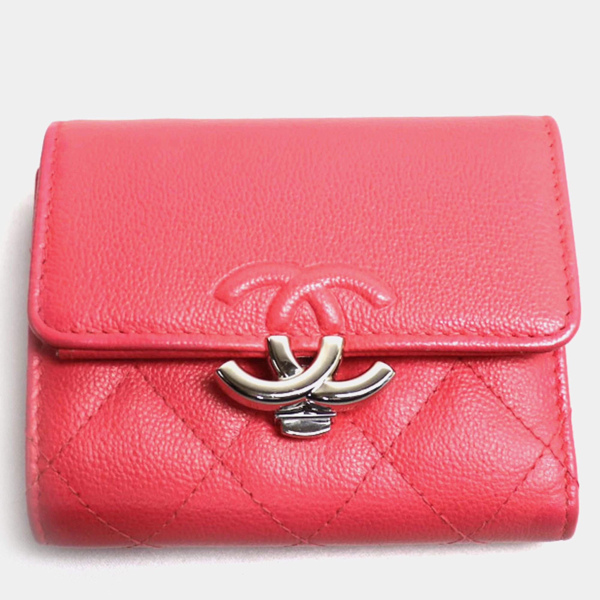 Chanel Pink Matelasse Small Flap Trifold Wallet