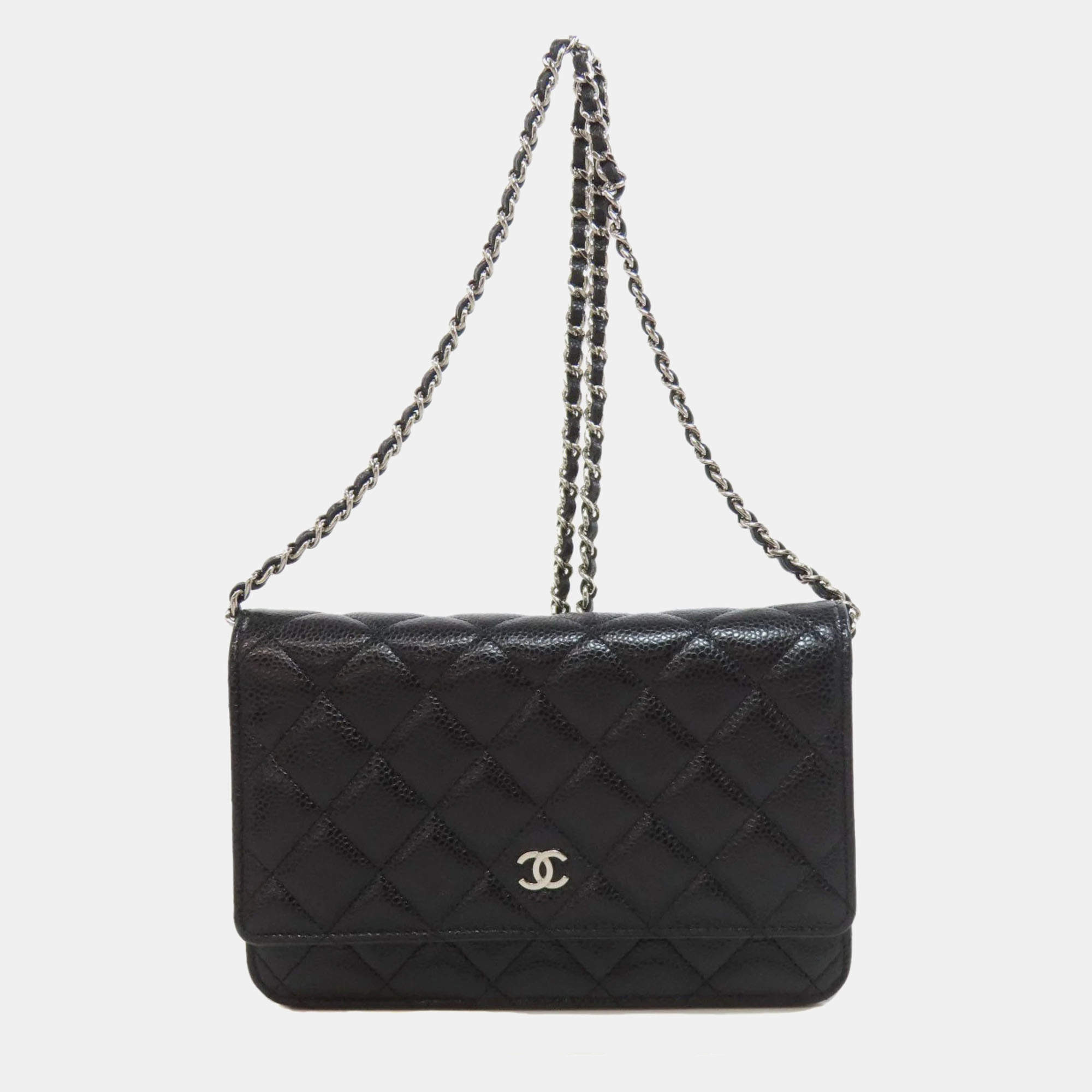 Chanel Caviar Skin Coco Mark Chain Wallet