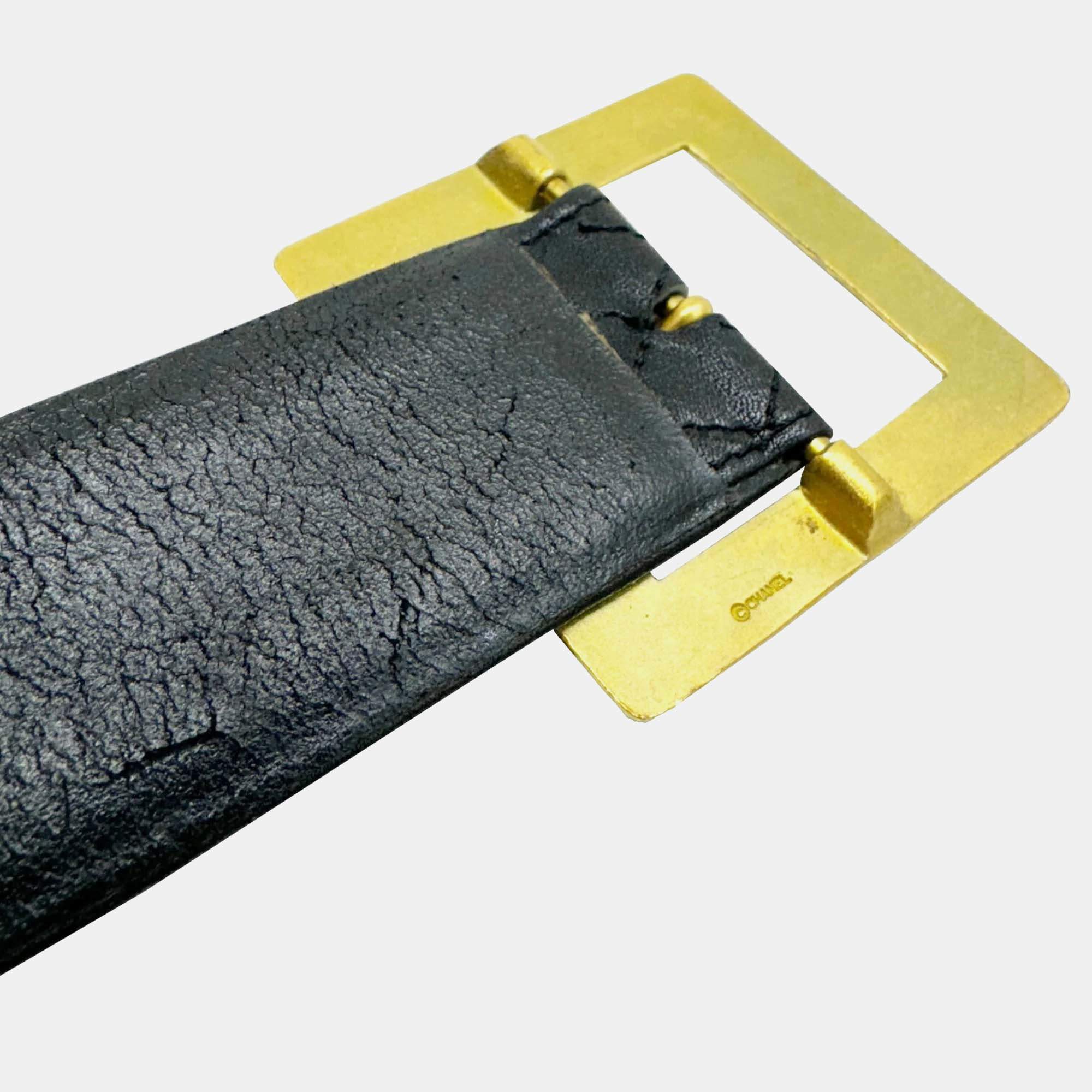Pre Owned Chanel Ramsun Black Matelasse Coco Mark Belt Bag